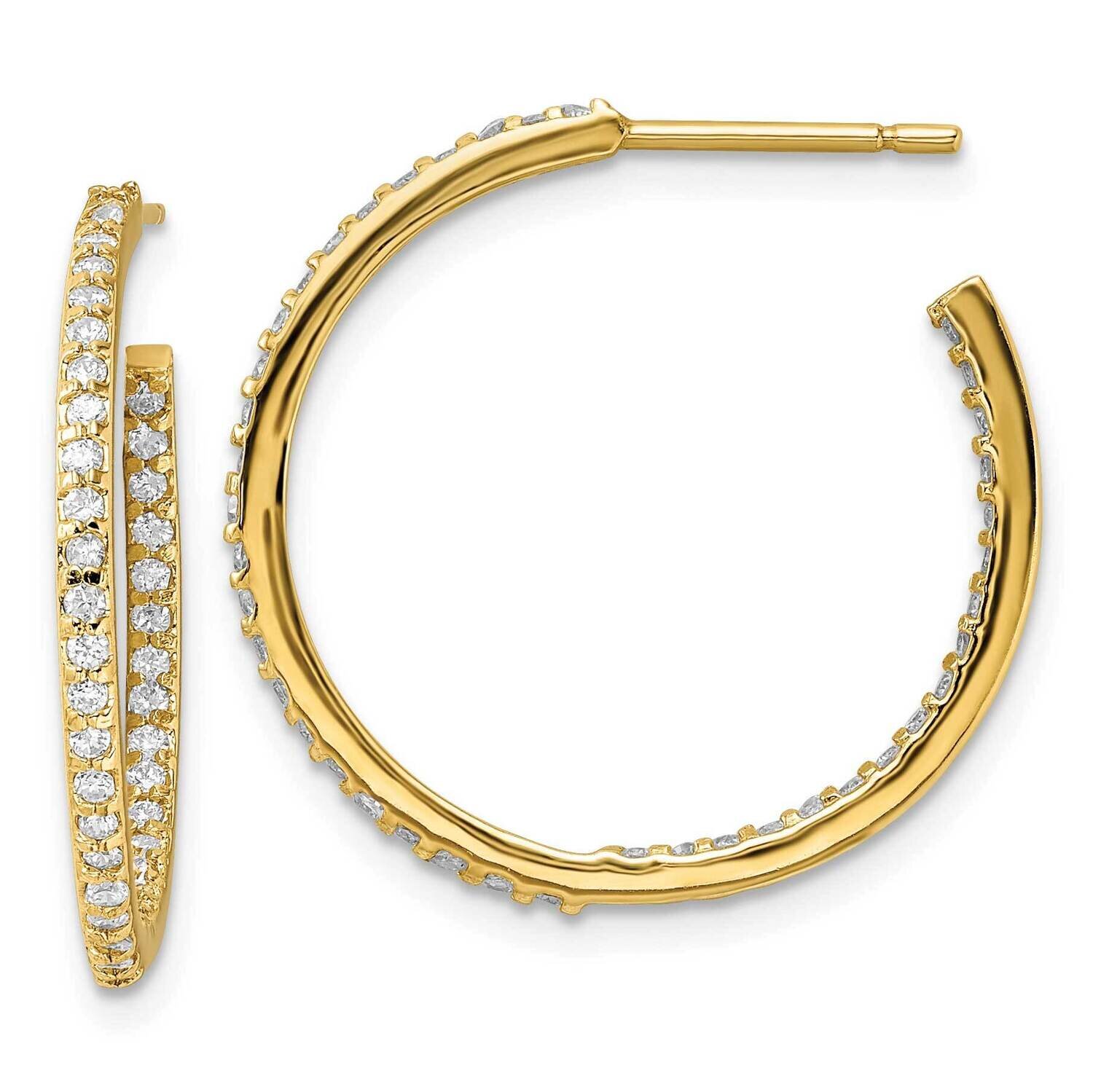 Cheryl M CZ Diamond Pave Hoop Earrings Gold-plated Sterling Silver QCM1465
