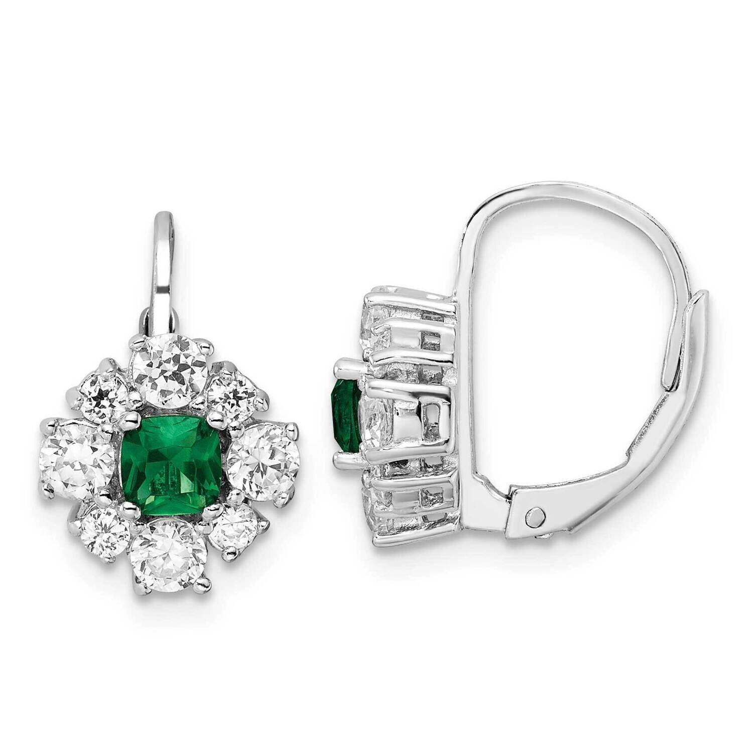 Cheryl M Odium CZ Diamond Green Glass Floral Earrings Sterling Silver Rhodium-plated QCM1468, MPN: …