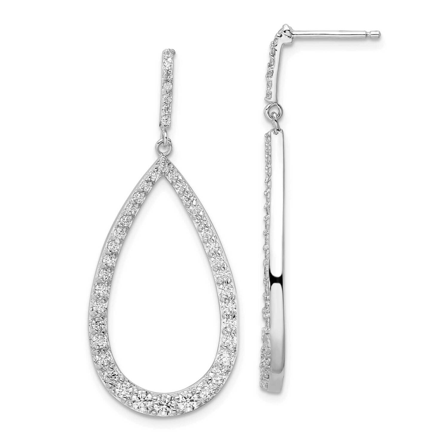 Cheryl M Rhodium-Plated CZ Diamond Open Pear Shape Drop Earrings Sterling Silver QCM1477