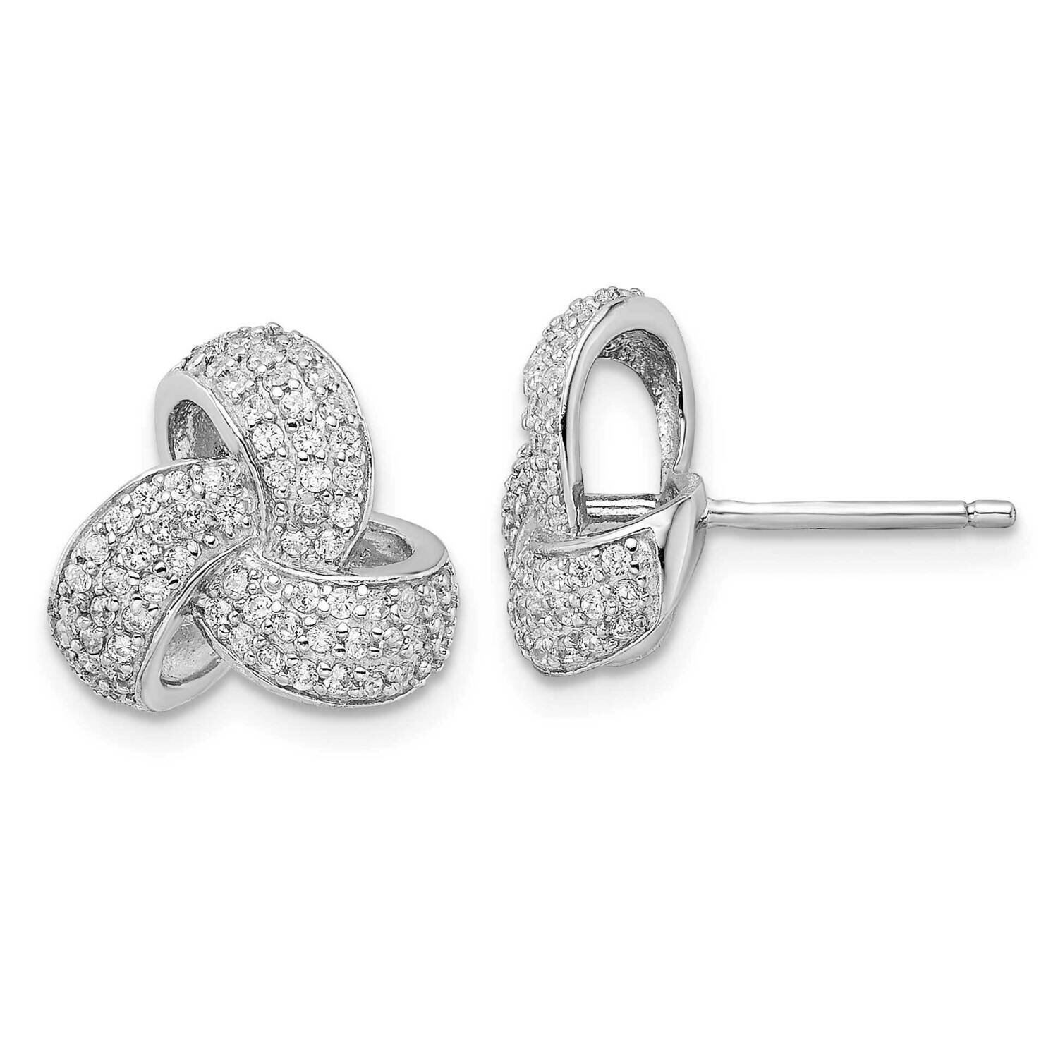 Cheryl M Rhodium-Plated CZ Diamond Pave Swirl Post Earrings Sterling Silver QCM1486
