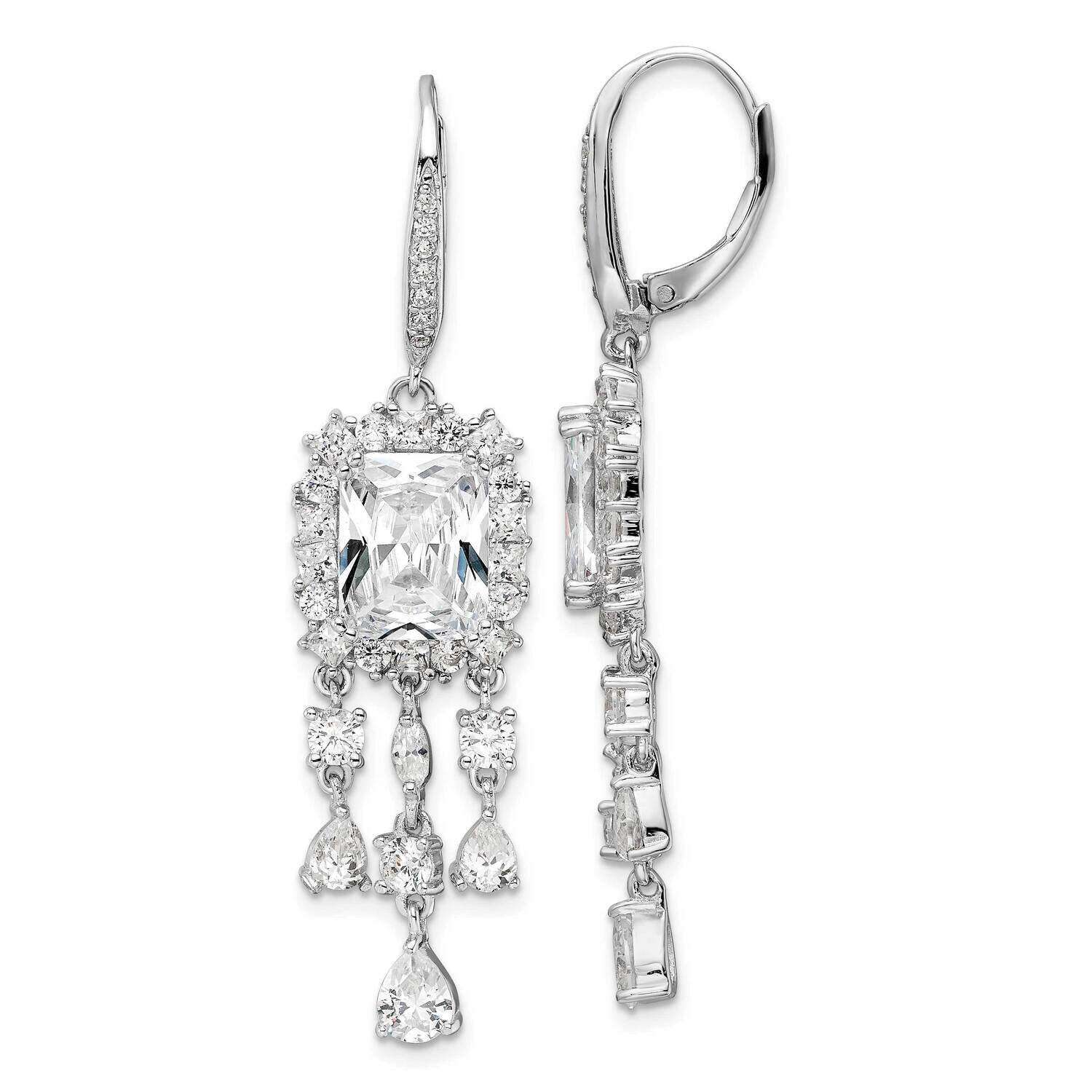 Cheryl M Ss Rhodium-Plated CZ Diamond Fancy Dangle Leverback Earrings QCM1487