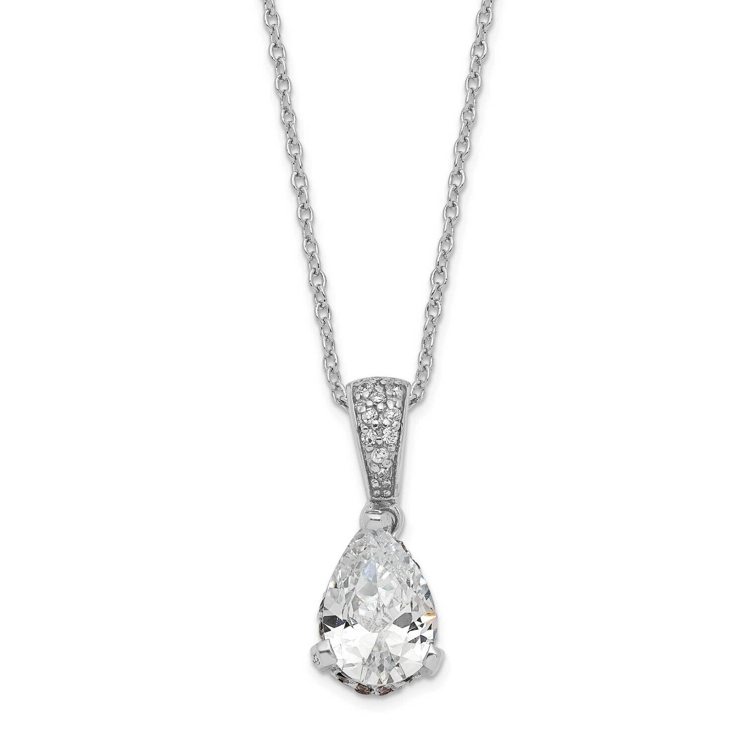 Cheryl M Fancy CZ Diamond Bale Pear Pendant Necklace Sterling Silver Rhodium-plated QCM1500-18