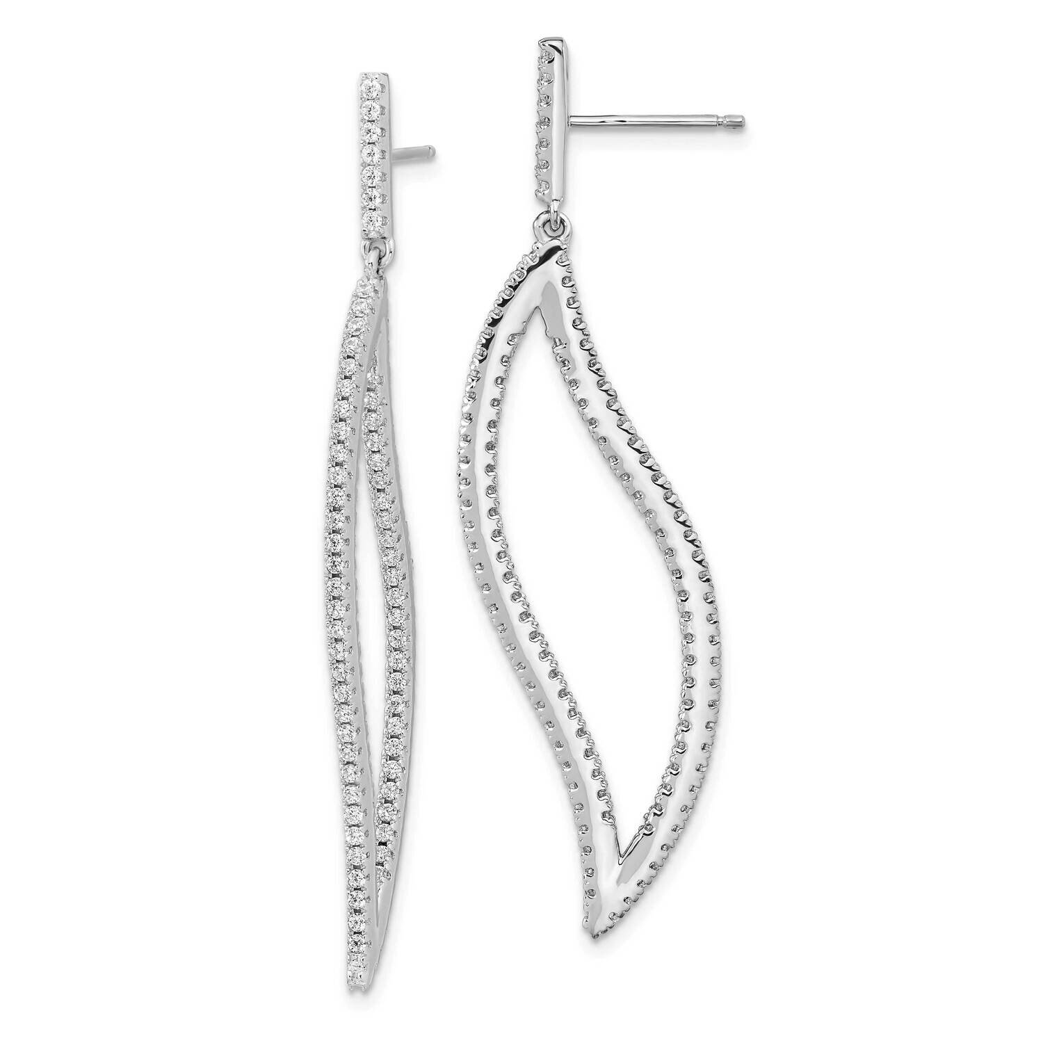 Cheryl M CZ Diamond Fancy In and Out Earrings Sterling Silver Rhodium-plated QCM1539