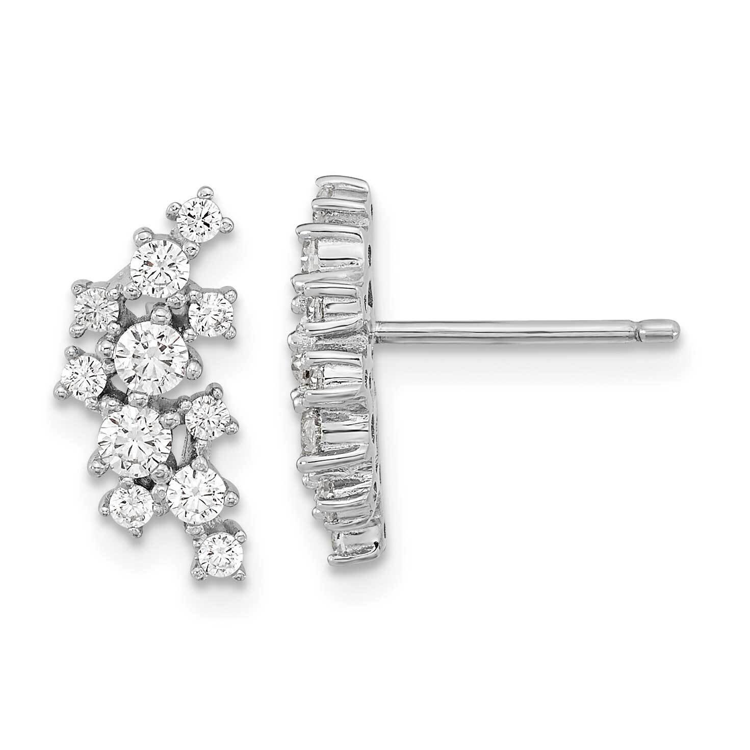 Cheryl M Rhodium-Plated CZ Diamond Cluster Post Earrings Sterling Silver QCM1541