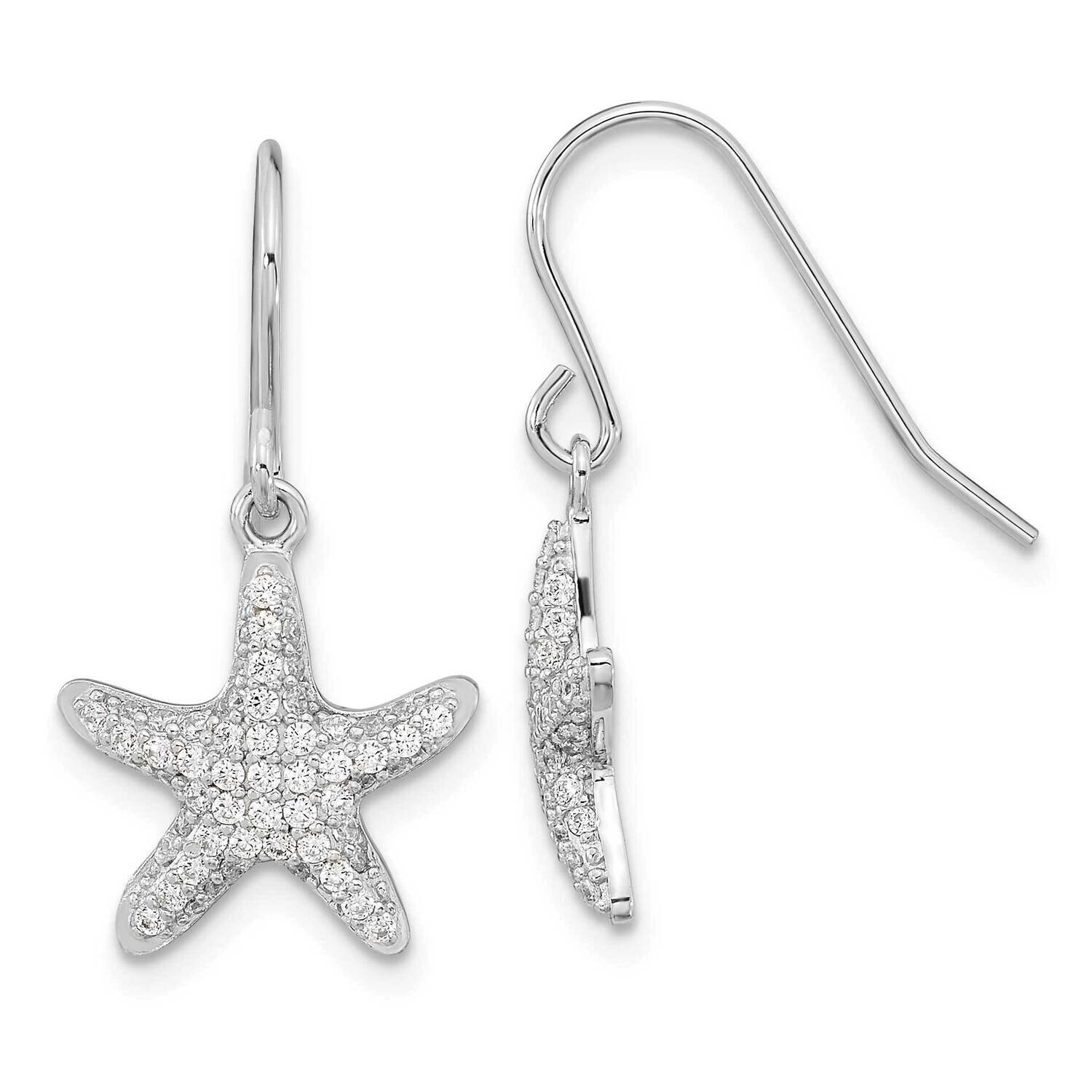 Cheryl M Rhodium-Plated CZ Diamond Starfish Dangle Earrings Sterling Silver QCM1550