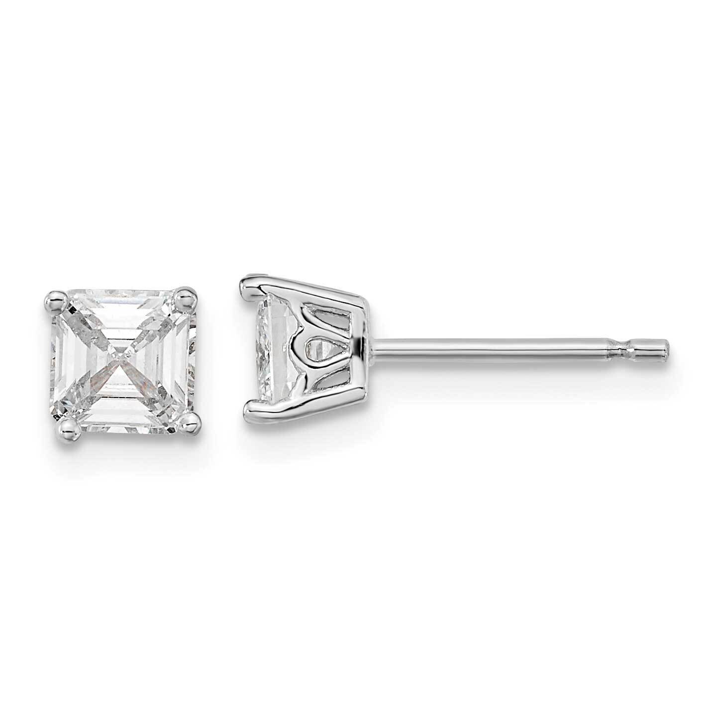 Cheryl M Rhodium-Plated 5mm CZ Diamond Square Post Earrings Sterling Silver QCM1553