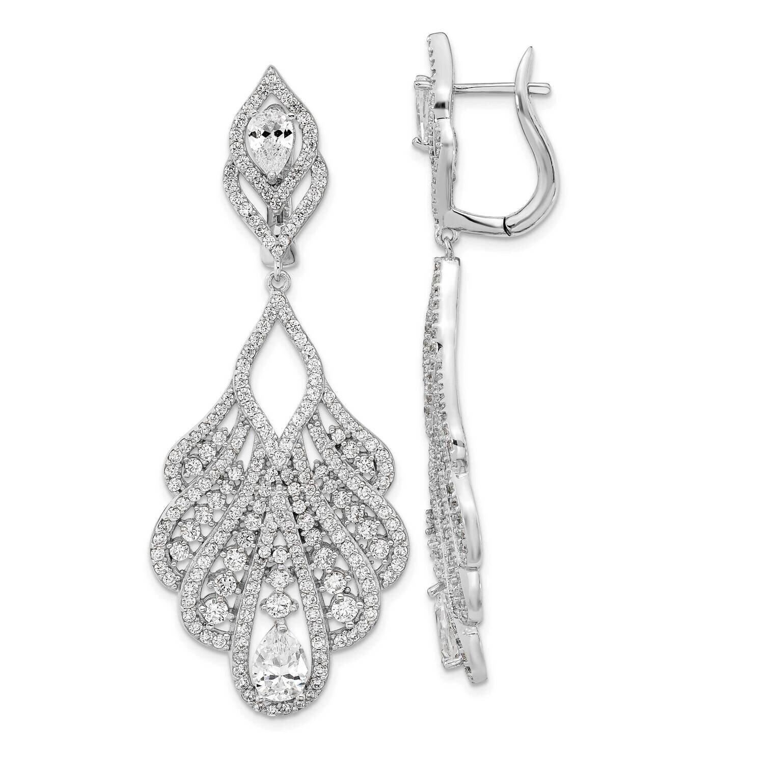 Cheryl M Fancy CZ Diamond Hinged Dangle Earrings Sterling Silver Rhodium-plated QCM1559