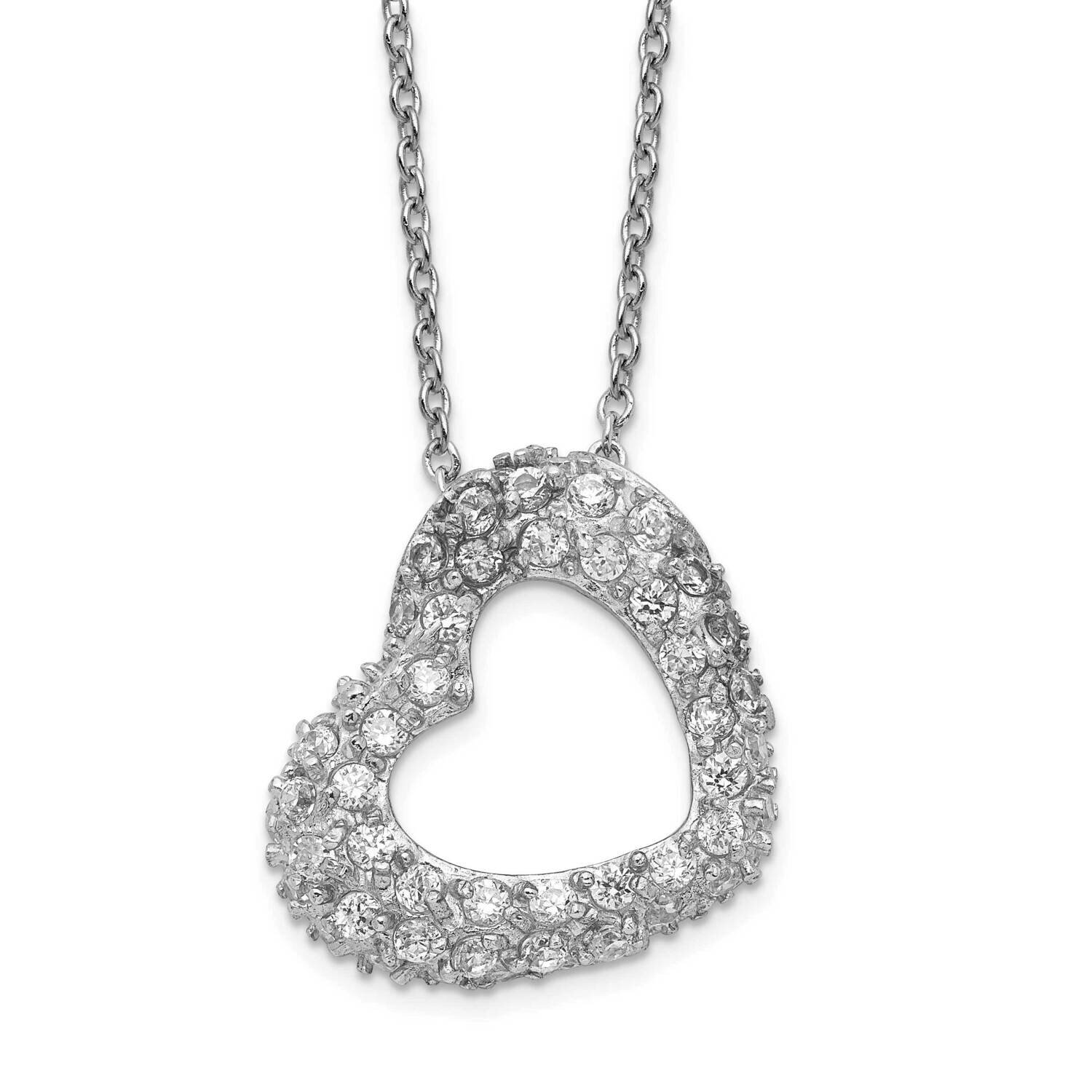 Cheryl M CZ Diamond Heart Necklace Sterling Silver QCM677-18