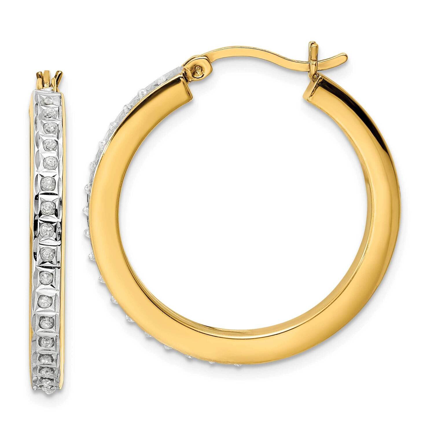 Diamond Mystique Hoop Earrings Sterling Silver 18k Gold-Plated QDF191