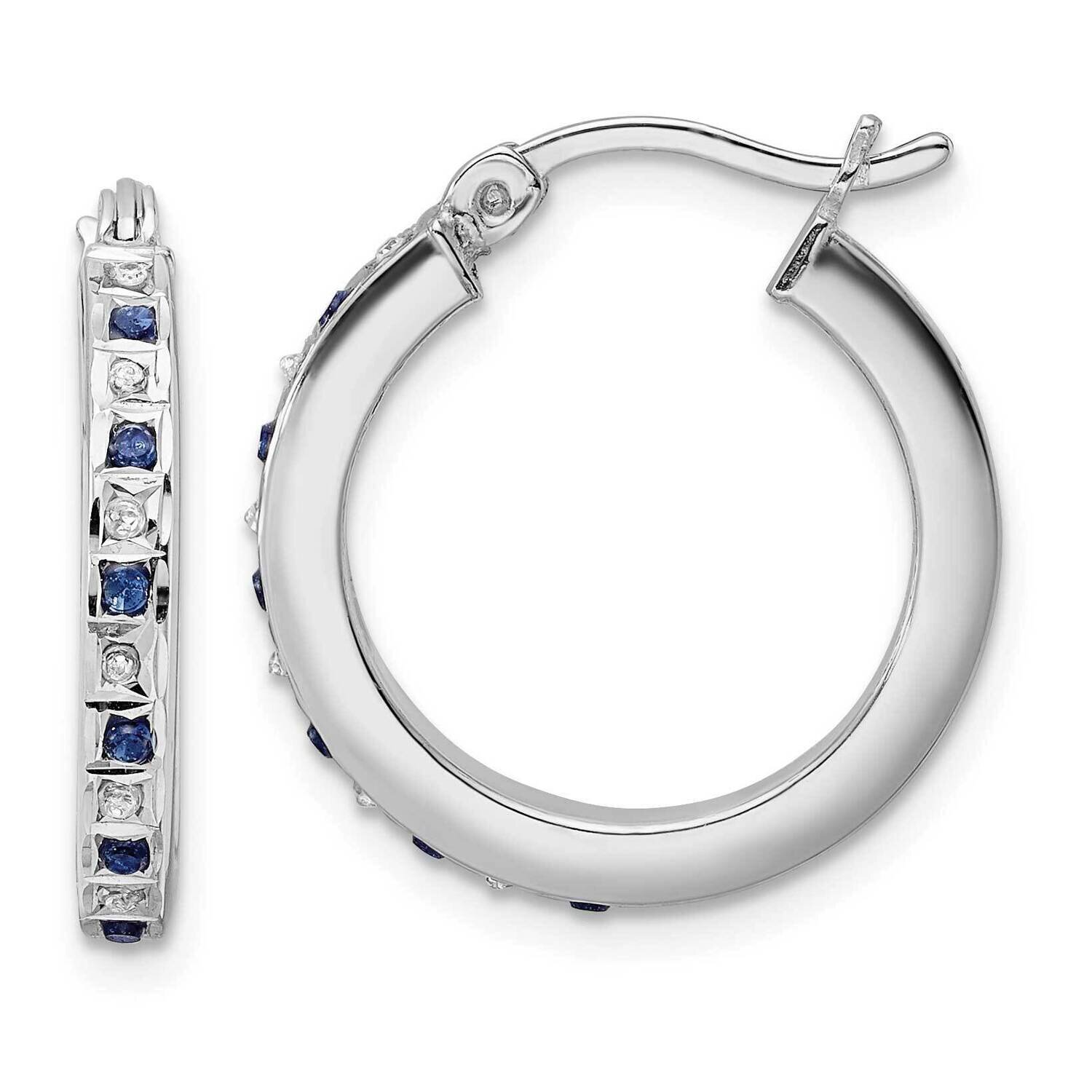 Diamond Mystique Dia/Sapphire Hoop Earrings Sterling Silver Platinum-Plated QDF198