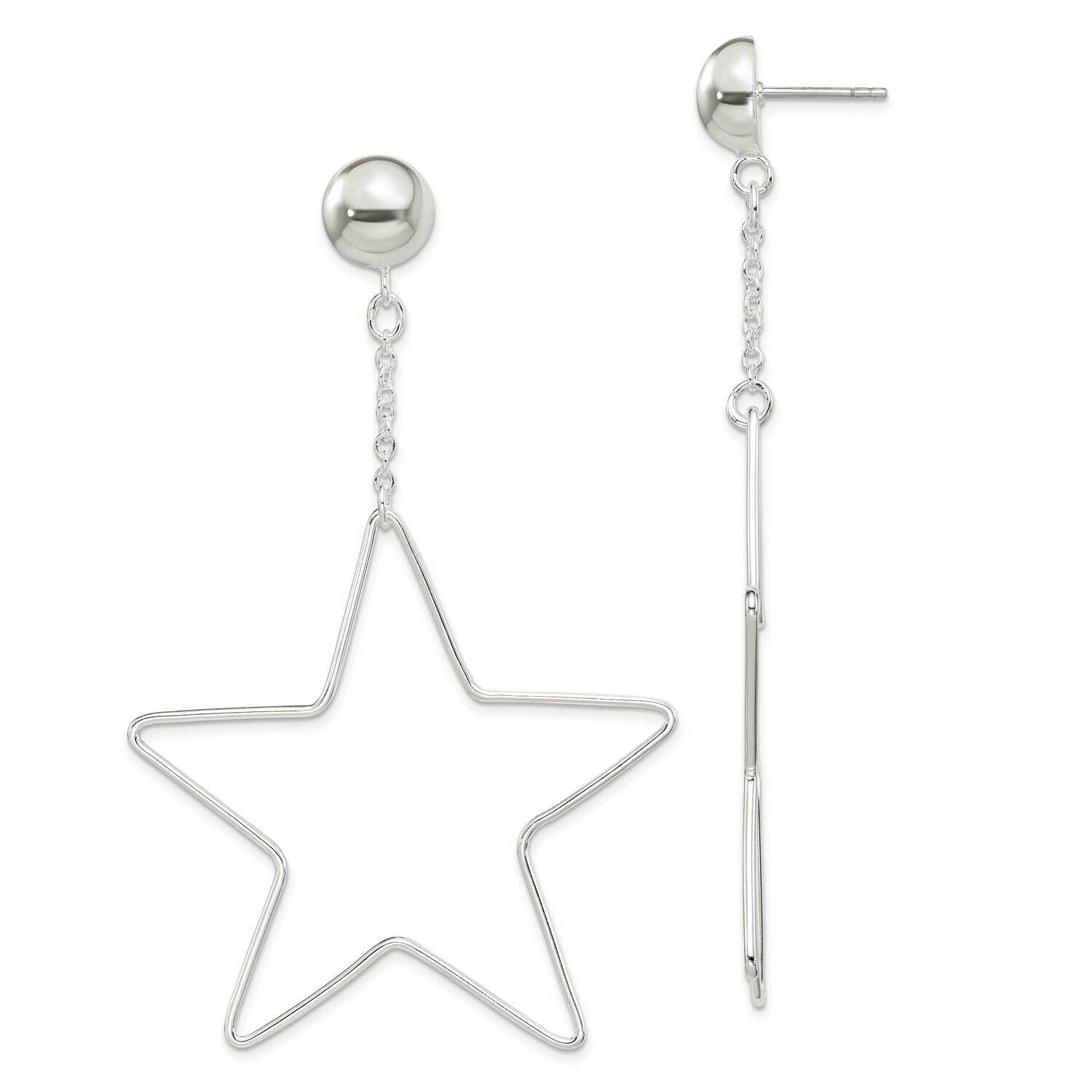 Star Dangle Post Earrings Sterling Silver QE14651, MPN: QE14651, 191101921612
