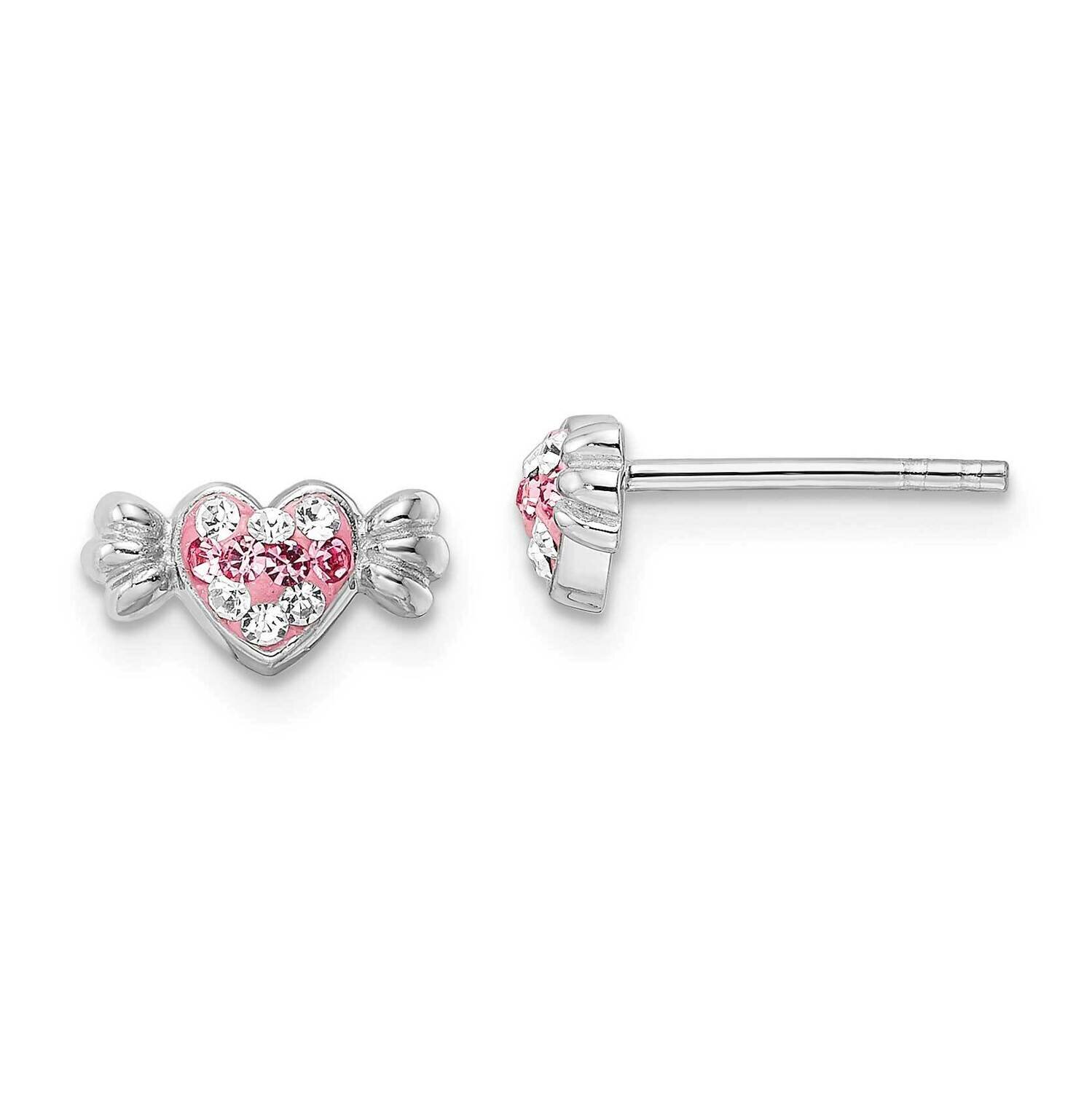 Pink Preciosa Crystal Heart Candy Earrings Sterling Silver Rhodium-plated QE16591, MPN: QE16591, 19…