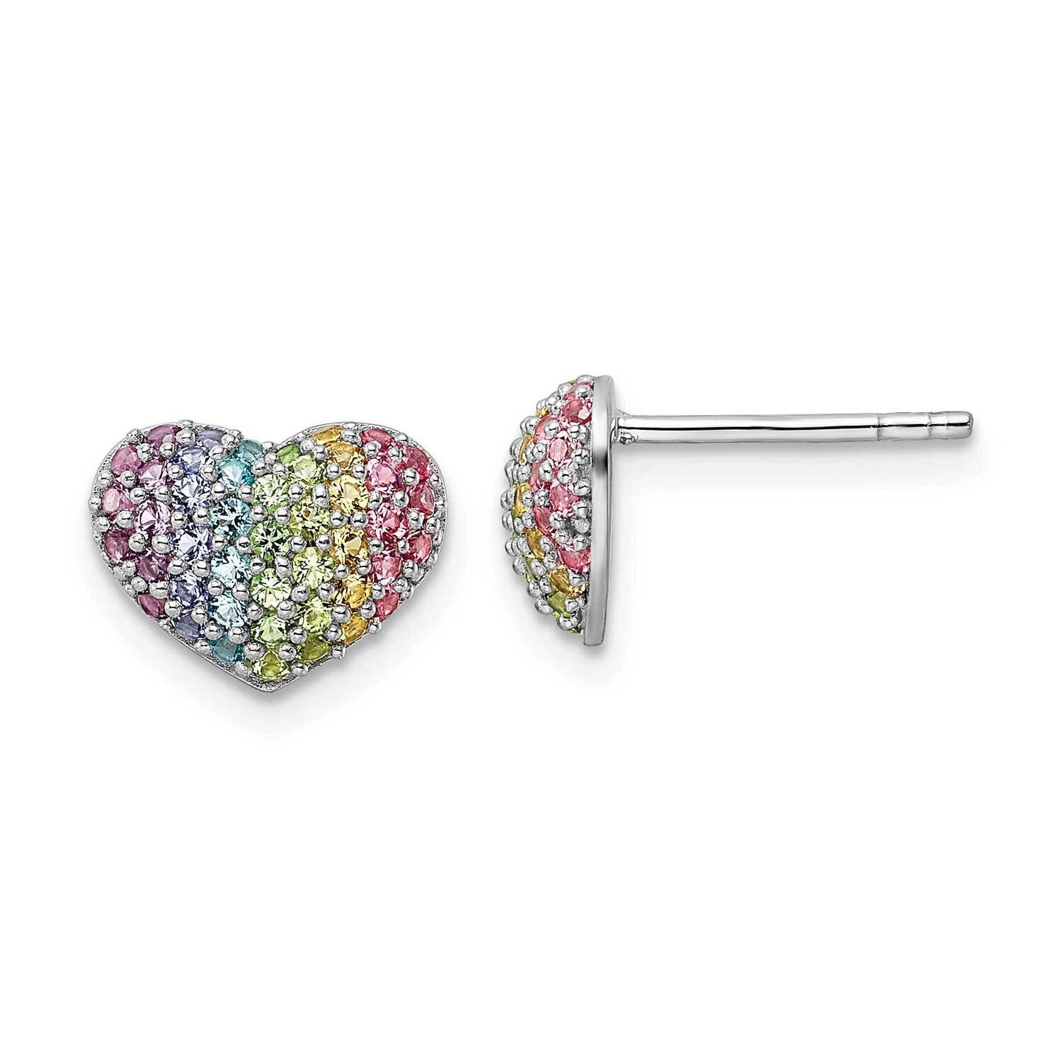 Rainbow Nano Crystal Heart Post Earrings Sterling Silver Rhodium-plated QE16592, MPN: QE16592, 1969…