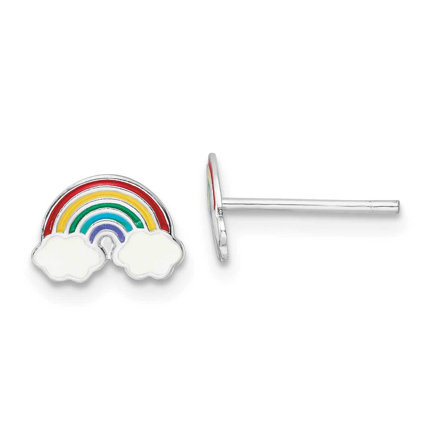 Enamel Kids Rainbow Post Earrings Sterling Silver Rhodium-plated QE16614, MPN: QE16614, 191101783661
