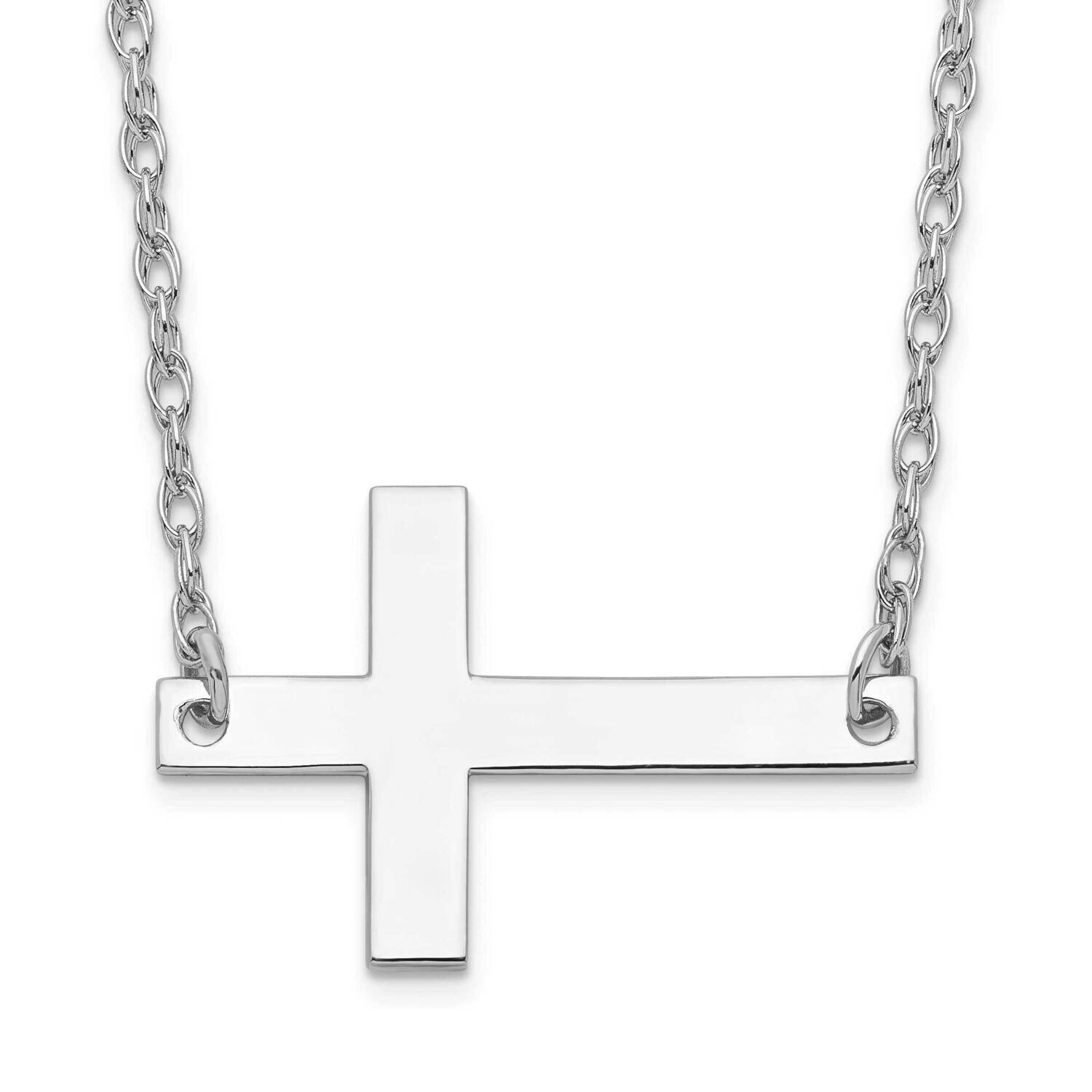 Large Sideways Cross Necklace Sterling Silver Rhodium-plated QG3468-18