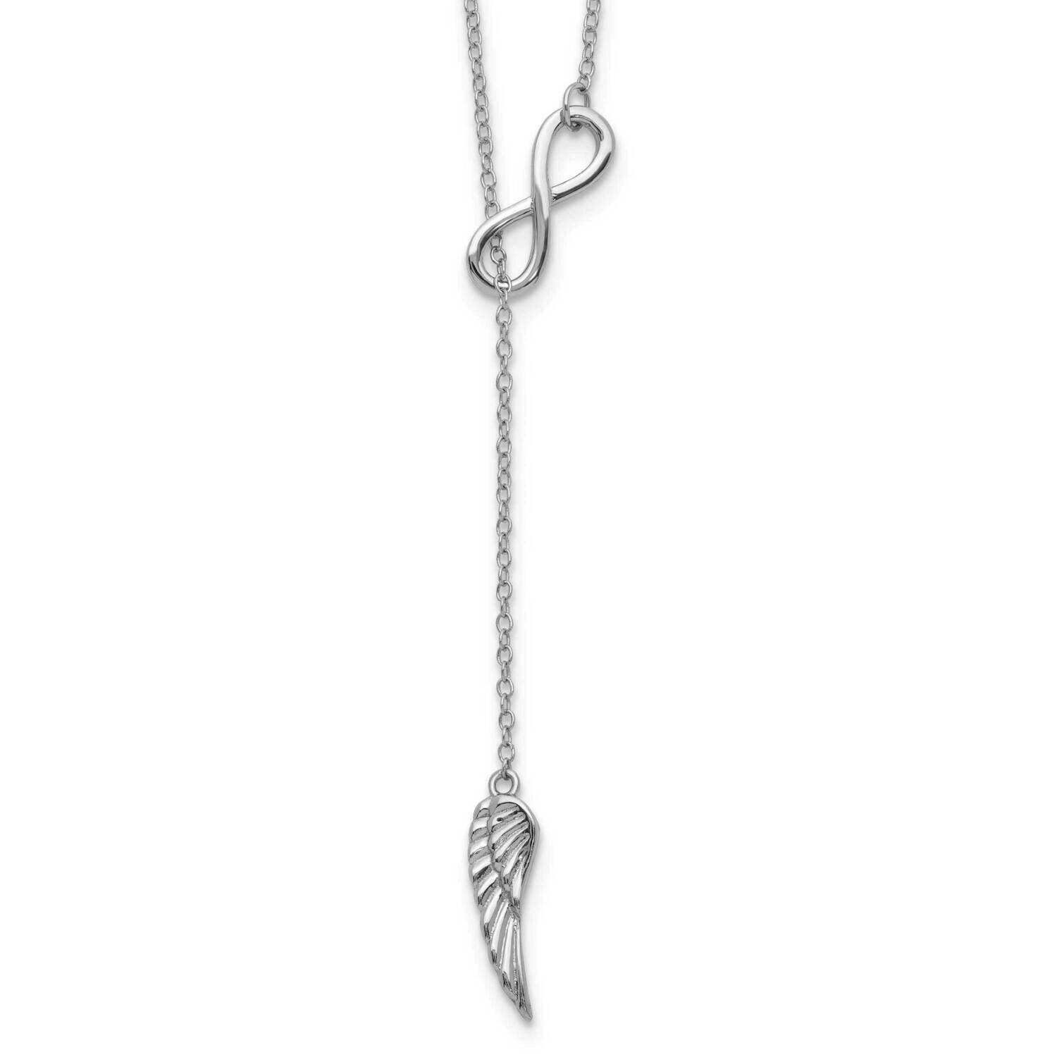 Open Infinity Wing with 2 Inch Extender Necklace Sterling Silver Rhodium-plated QG5265-16.5