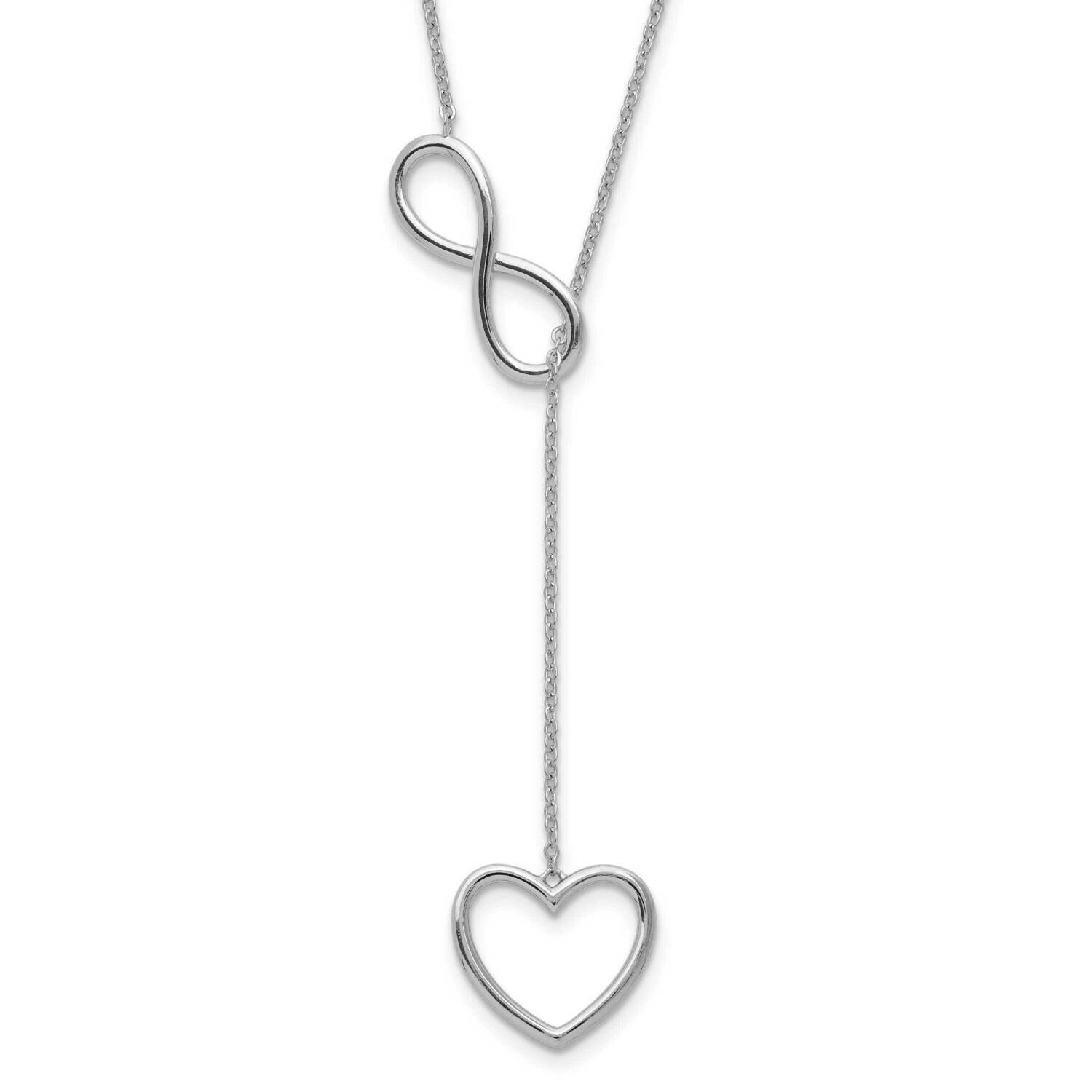 Infinity Drop Heart with 2 Inch Extender Necklace Sterling Silver Rhodium-plated QG5489-16