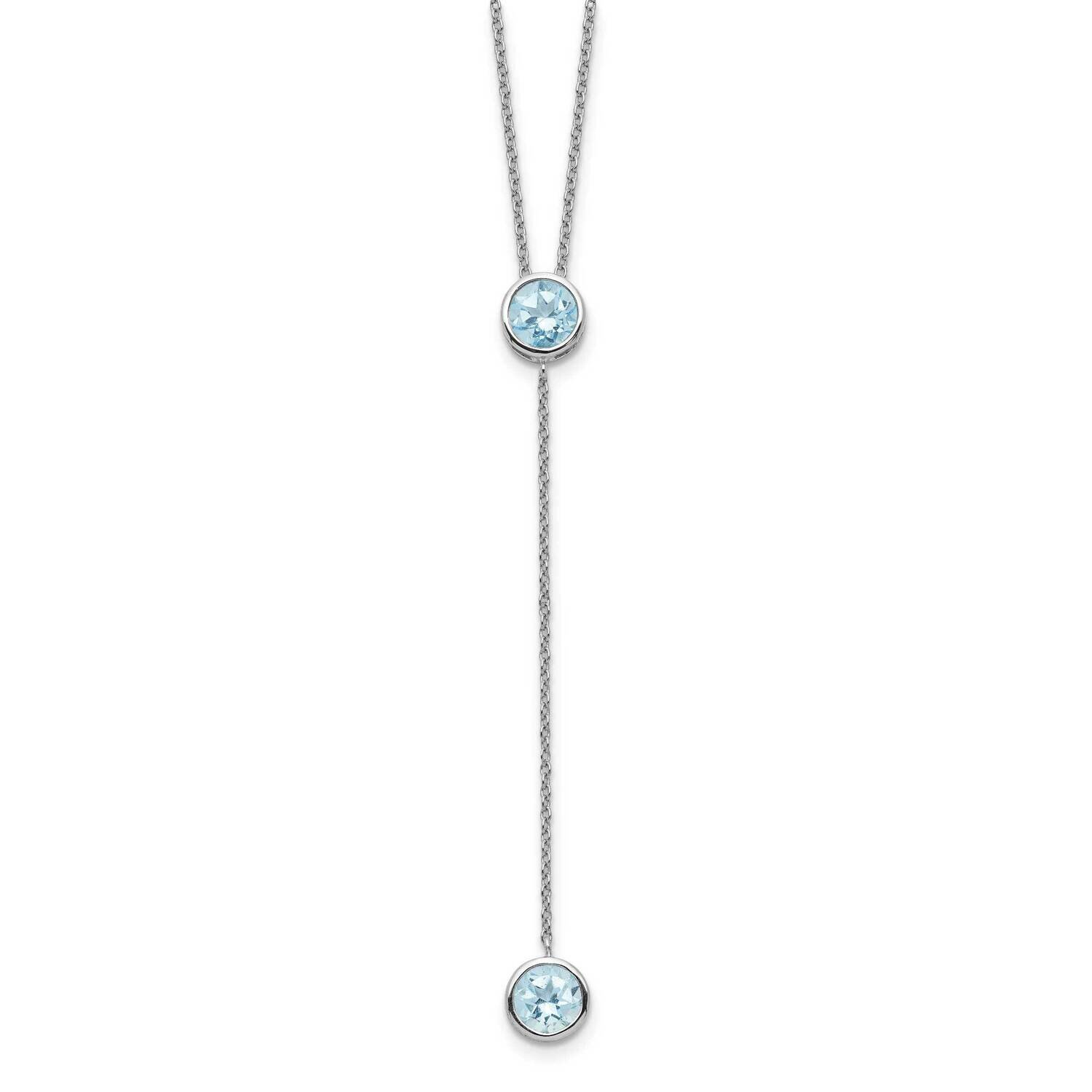Blue Topaz with 2 Inch Ext. Y-Necklace Sterling Silver Rhodium-plated QG5564-16, MPN: QG5564-16, 19…