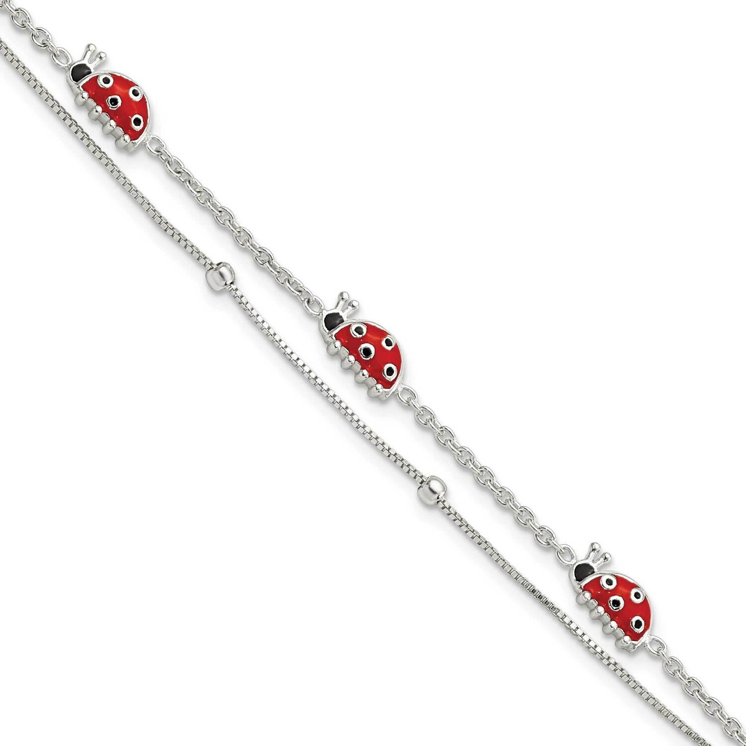 Enameled Ladybug Bracelet 6 Inch Sterling Silver QG6217-6, MPN: QG6217-6, 191101782558