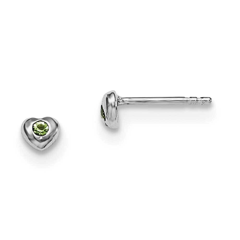 Aug Lt Green Preciosca Crystal Heart Earrings Sterling Silver Rhodium-plated QGK188AUG by Madi K, M…