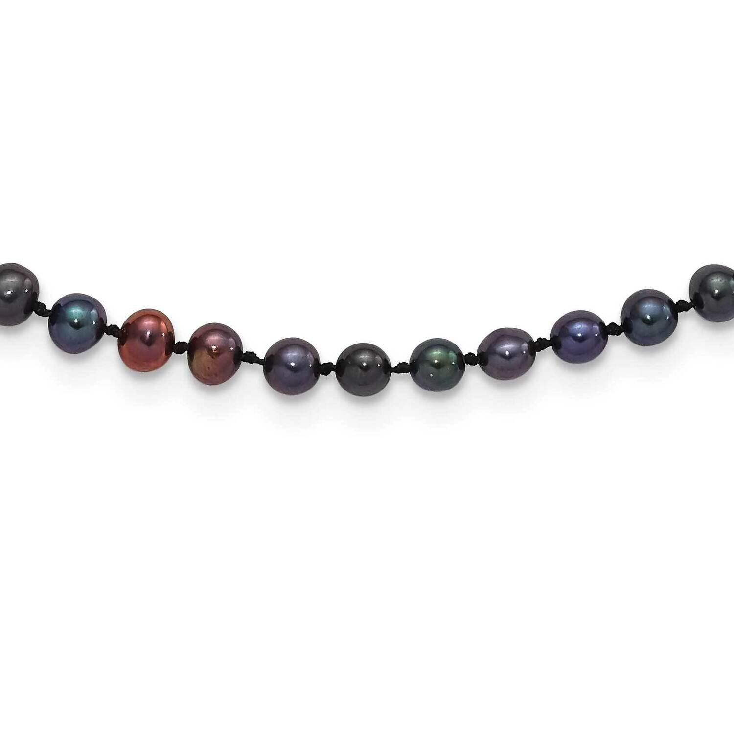 4-5mm Black Cultured Freshwater Pearl Necklace Sterling Silver Rhodium-plated QH5152-20, MPN: QH515…