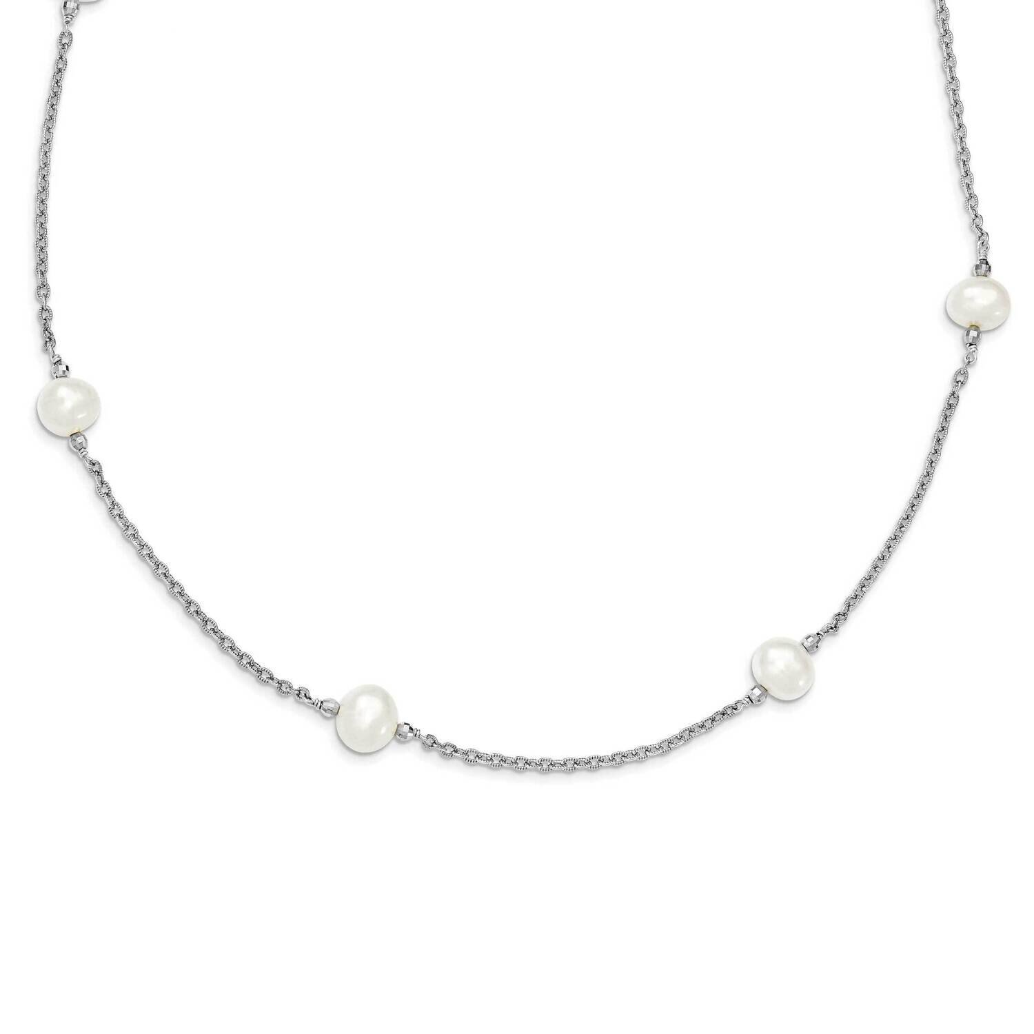 Cultured Freshwater Pearl with Mirror Beads Necklace Sterling Silver Rhodium-plated QH5232-30, MPN:…