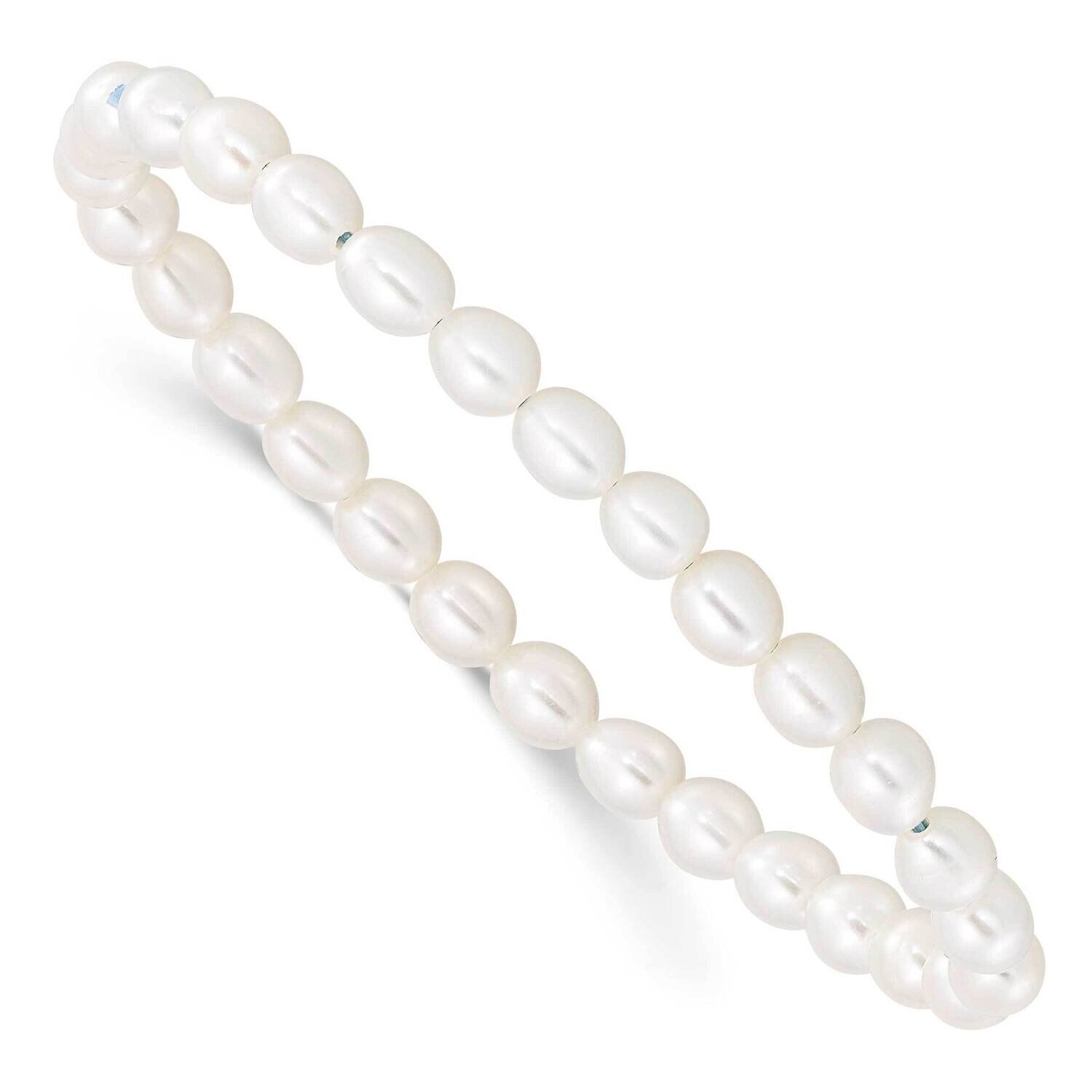 4-5mm White Rice Freshwater Cultured Pearl 40mm Stretch Bracelet QH5321, MPN: QH5321,