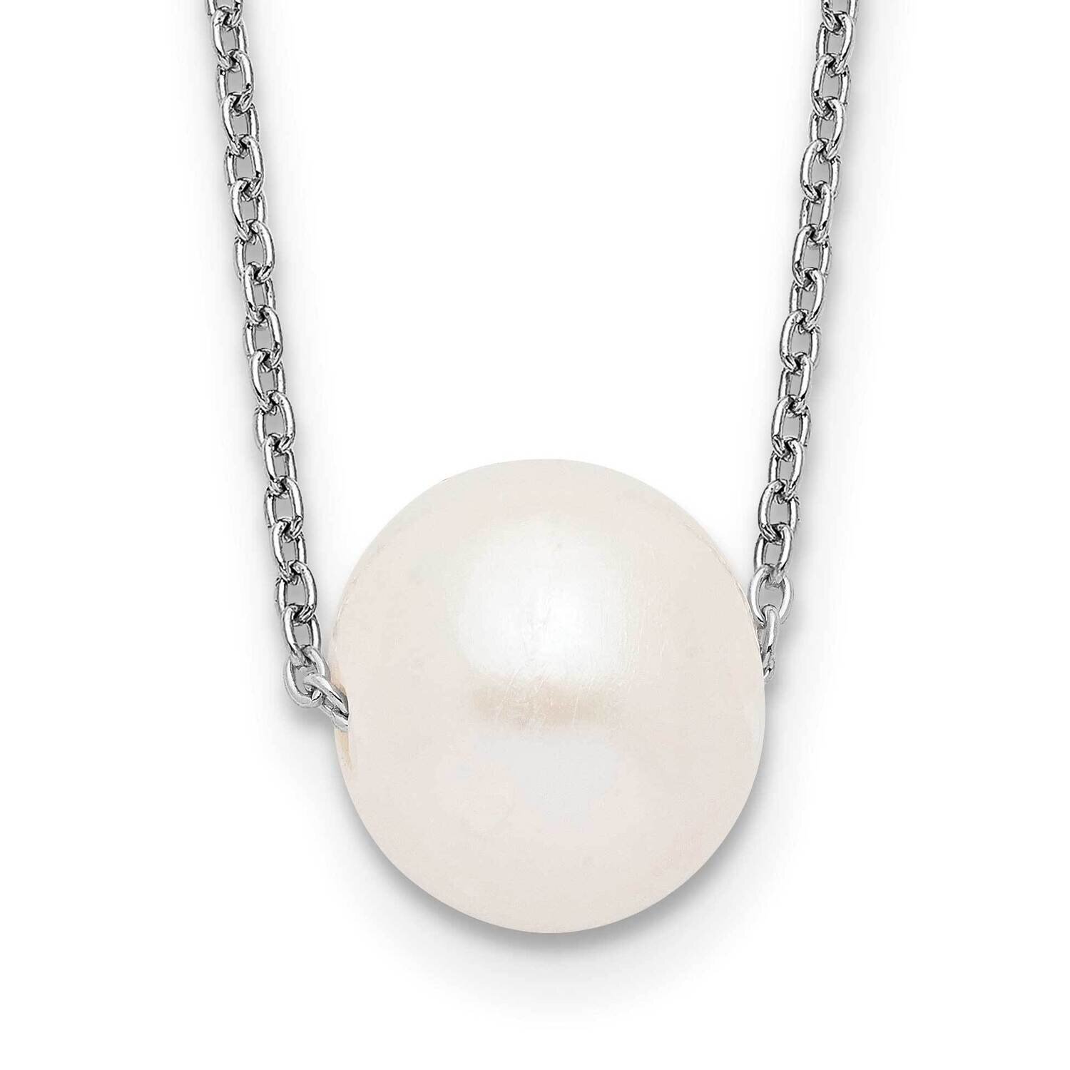 17 Inch 10-11mm White Cultured Freshwater Pearl Necklace Sterling Silver Rhodium-plated QH5449-17