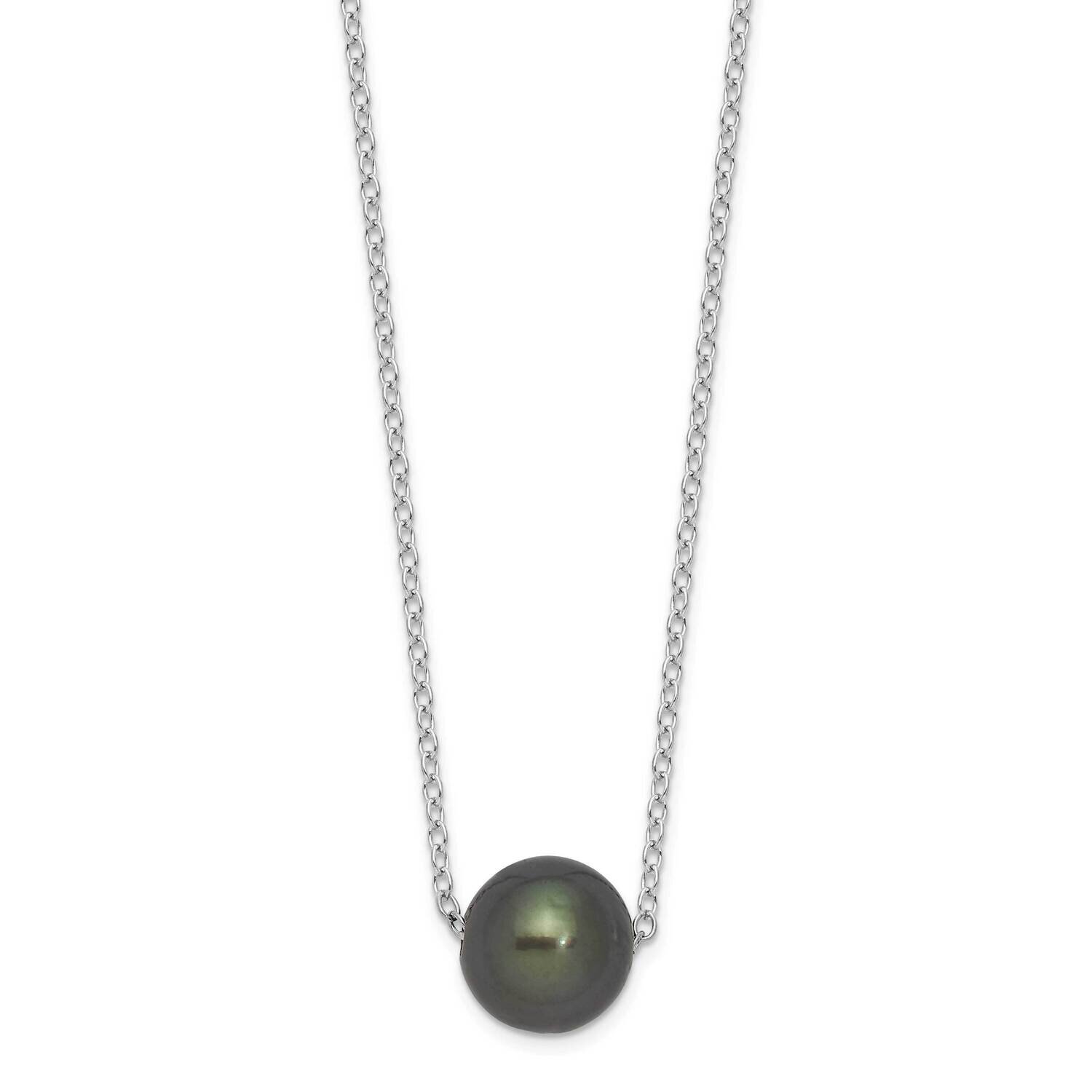 8-9mm Semi-Rd Tahit Saltwater Pearl Necklace Sterling Silver Rhodium-plated QH5618-17, MPN: QH5618-…