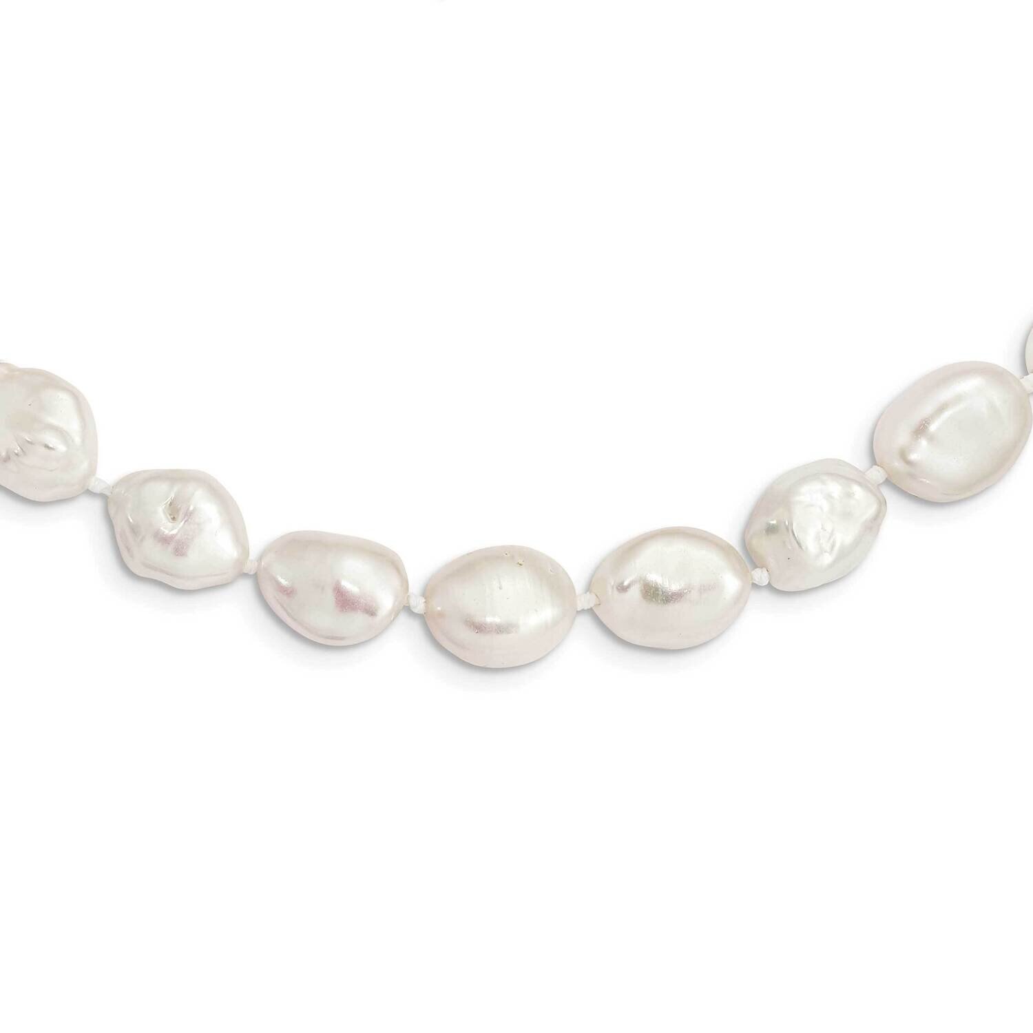 11X14mm White Keshi Cultured Freshwater Pearl Necklace Sterling Silver Rhodium-plated QH5624-18, MP…