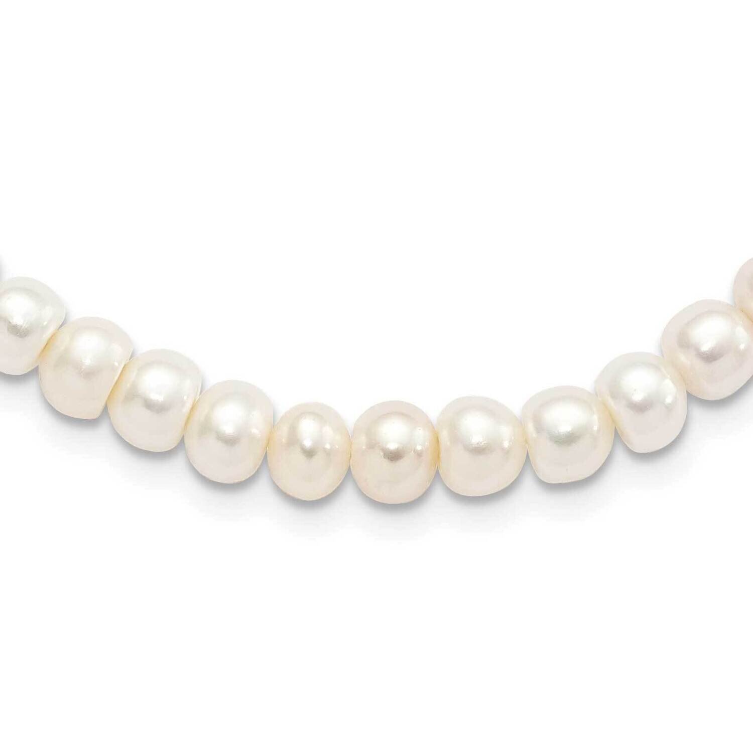 7-8mm White Cultured Freshwater Pearl Necklace Sterling Silver Rhodium-plated QH5628-18