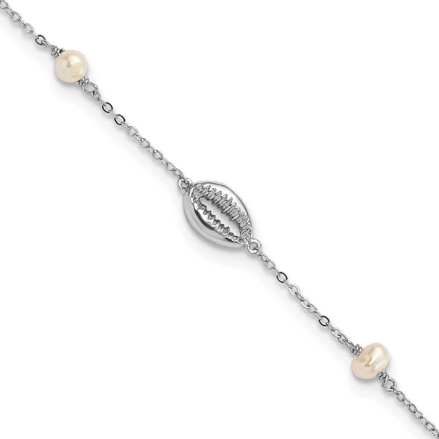 Cowrie Shell &amp; Fw Cultured Pearl Bracelet 7.5 Inch Sterling Silver Rhodium-plated QH5650-7.5, MPN: …