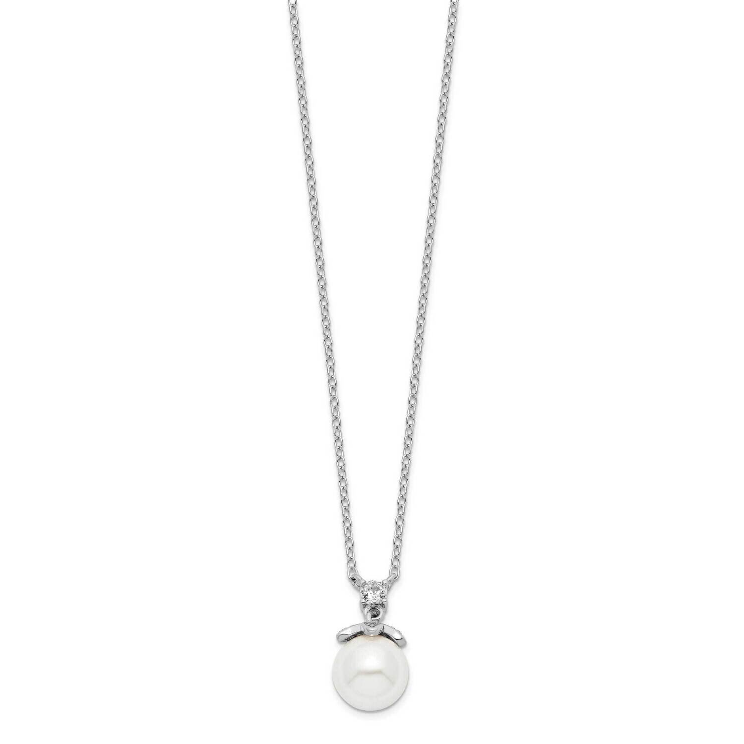 CZ Diamond and Glass Bead Necklace Sterling Silver Rhodium-plated QH5656-18, MPN: QH5656-18, 196904…