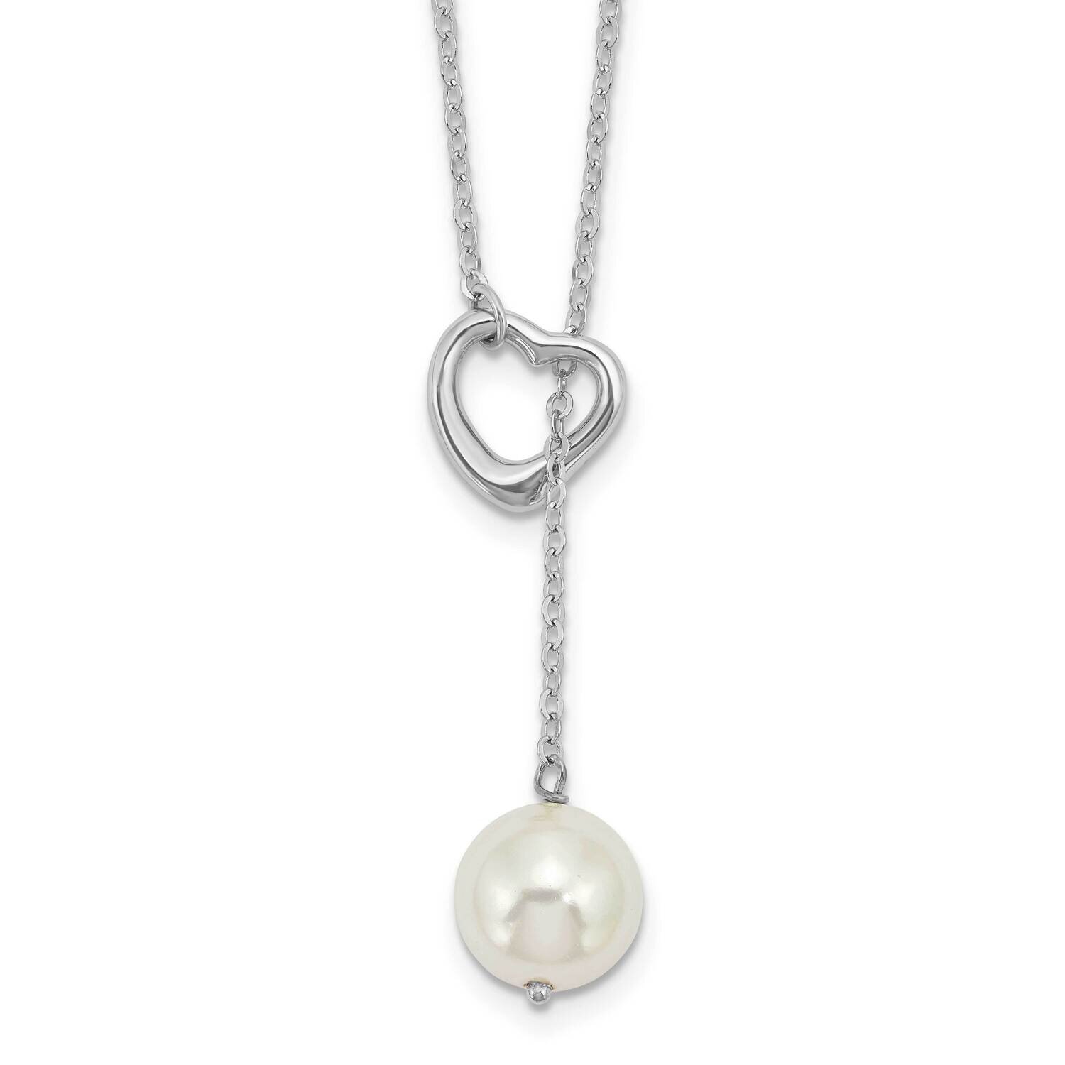 Imitation Shell Pearl Heart Necklace Sterling Silver Rhodium-plated QH5664-18, MPN: QH5664-18, 1969…