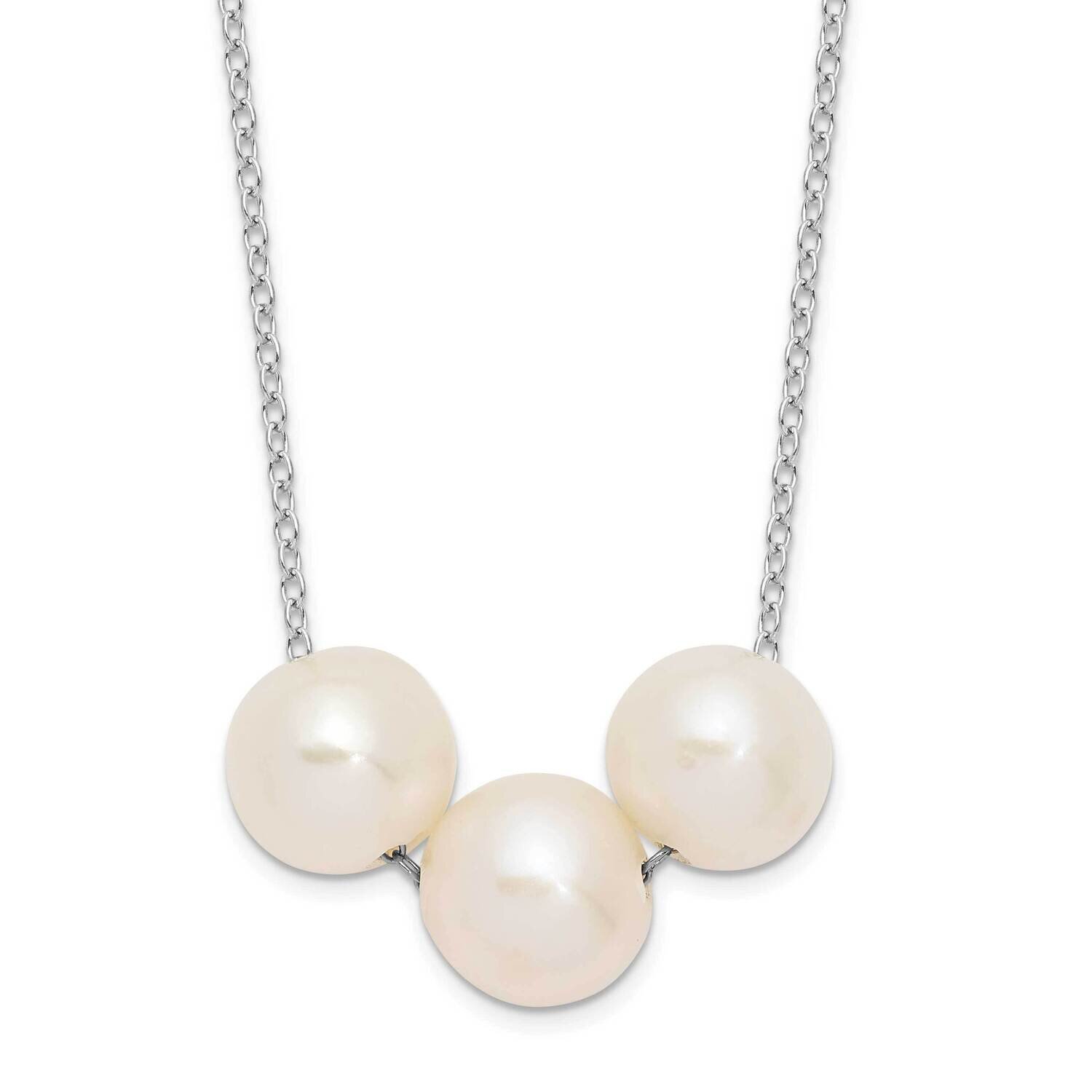 8-9mm White Semi-Round Cultured Freshwater Pearl Necklace Sterling Silver Rhodium-plated QH5666-17,…