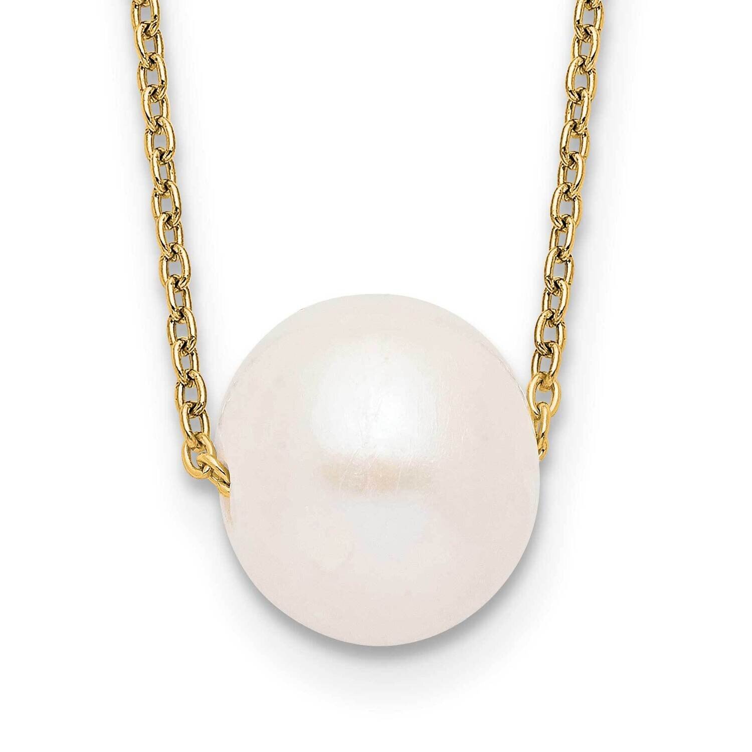 Sterling Silver 10-11mm White Round Cultured Freshwater Pearl Necklace Gold-tone QHY5449-17, MPN: Q…