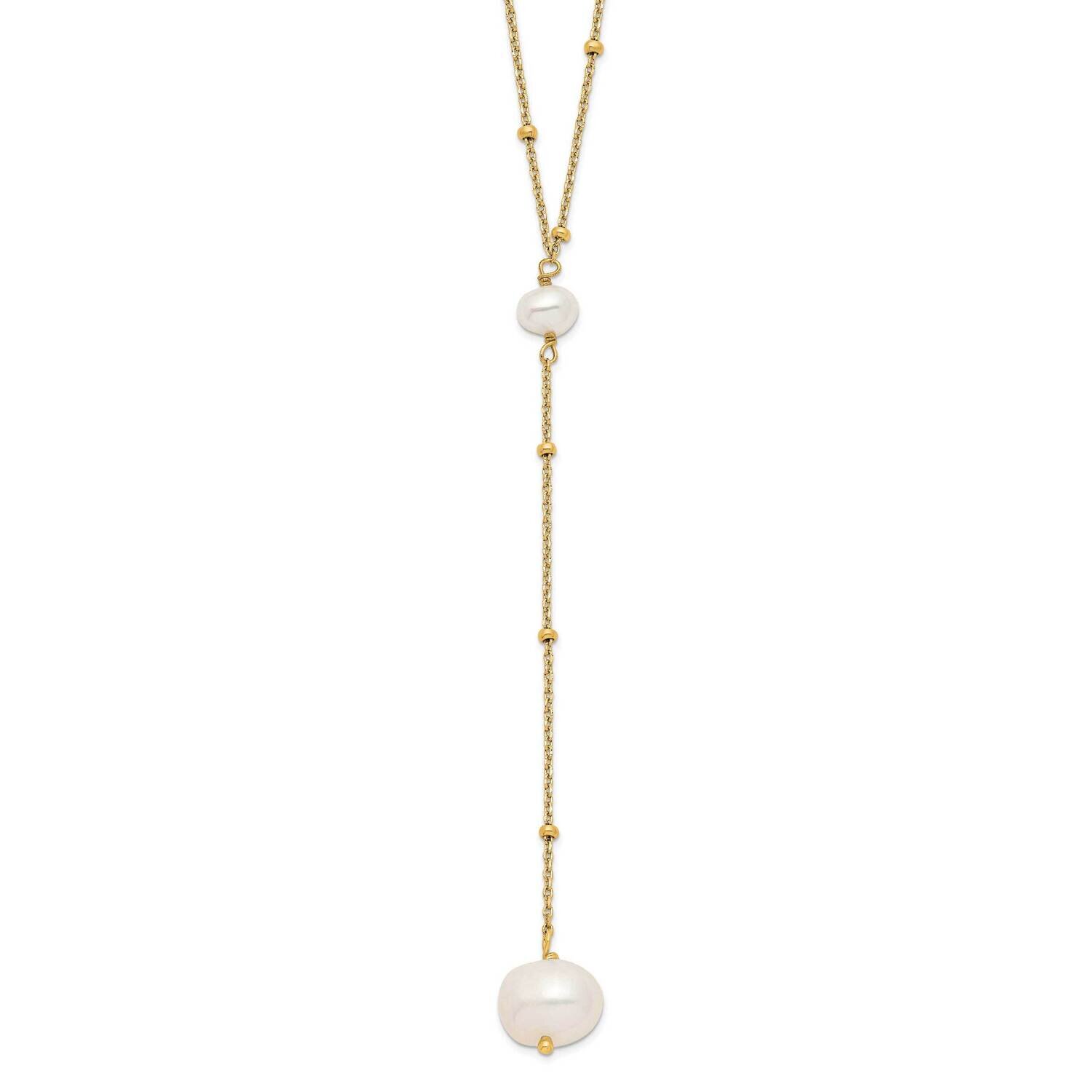 Sterling Silver Freshwater Cultured Pearl with 2 Inch Ext. Necklace Gold-tone QHY5660-16