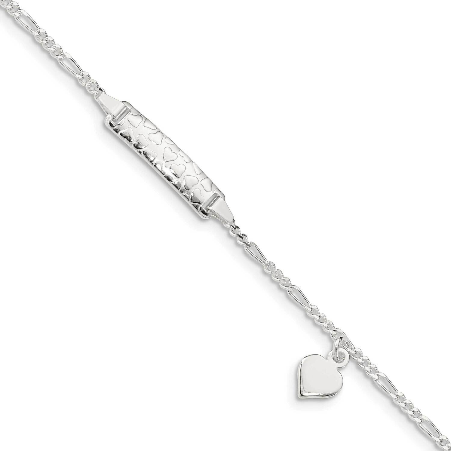 Heart Plate with Heart .75 Inch Ext. Children&#39;s Bracelet 5.5 Inch Sterling Silver QID156-5.5, MPN: …
