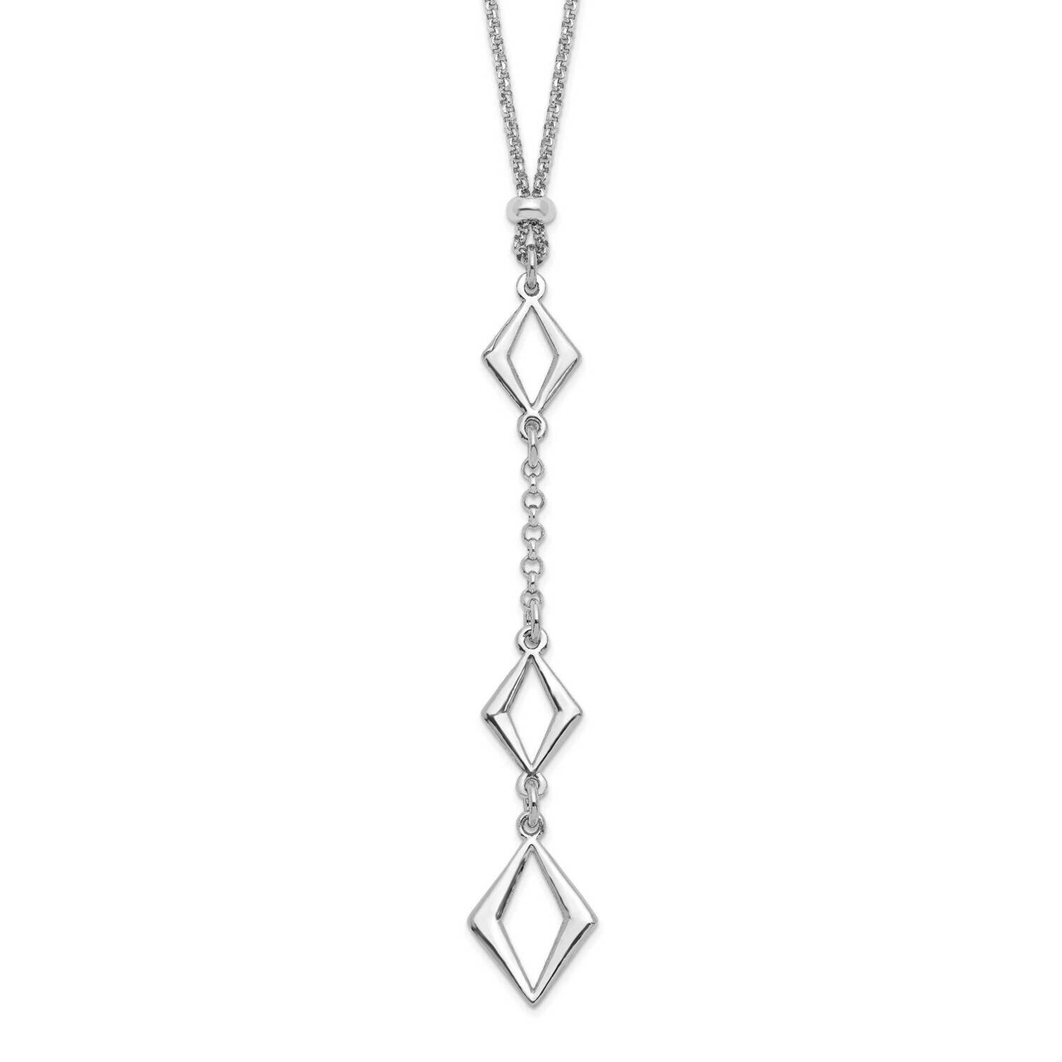 Adjustable with 1.5 Inch Ext. Necklace Sterling Silver Rhodium-plated HB-QLF1174-15.5