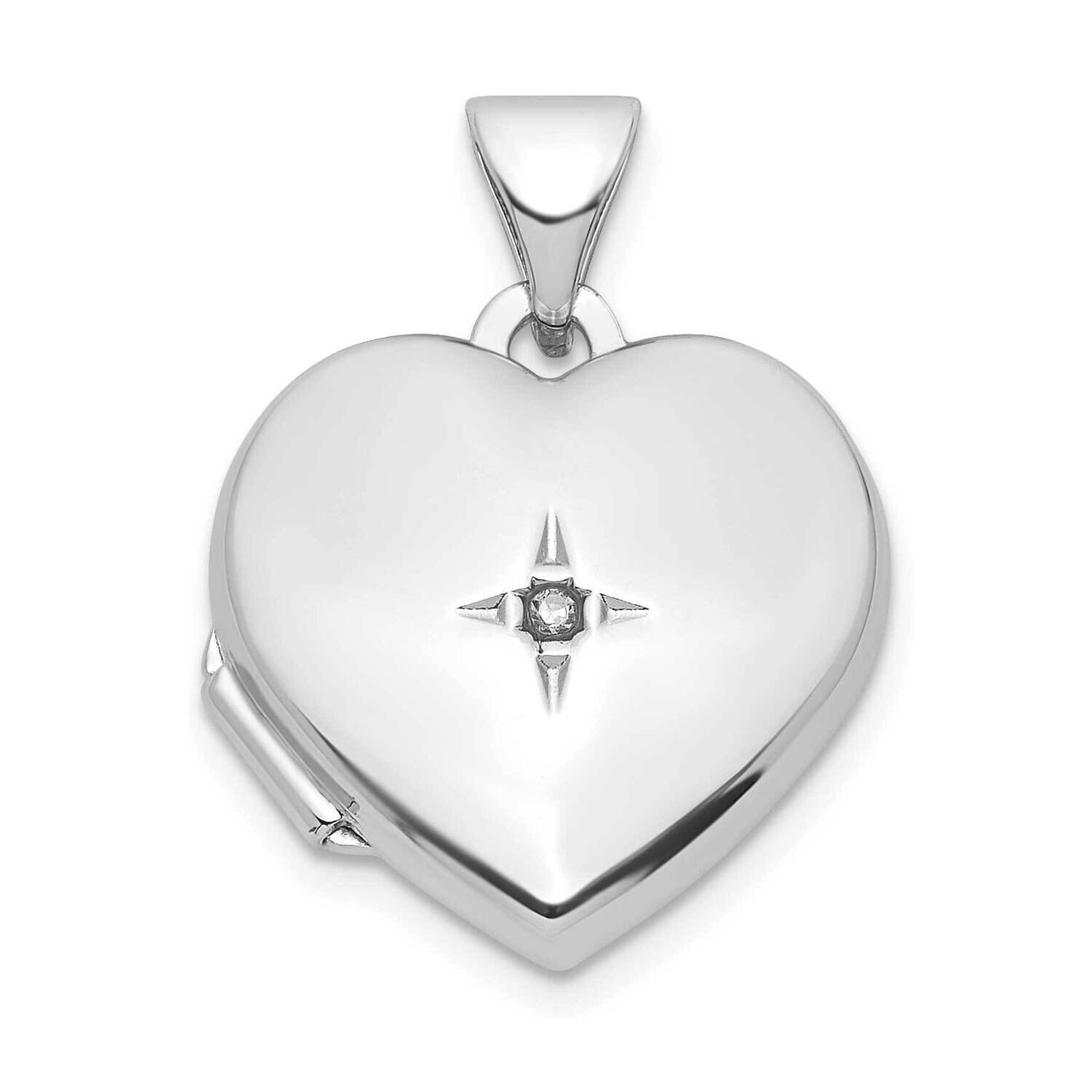 Diamond Sweet 16 Dangle 15mm Heart Locket Sterling Silver Rhodium-plated QLS1028, MPN: QLS1028,