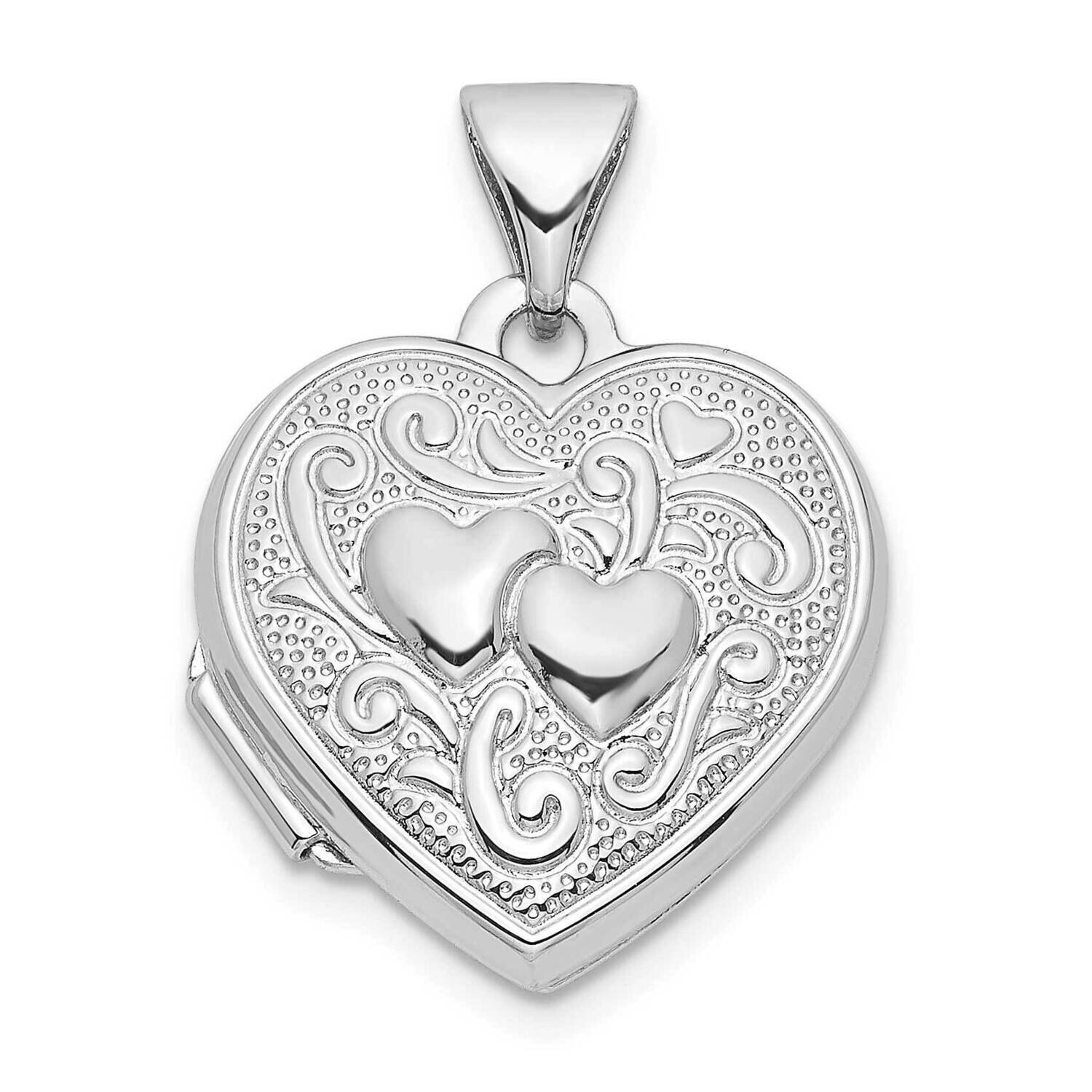 Double Hearts 15mm Heart Locket Sterling Silver Rhodium-plated QLS1043