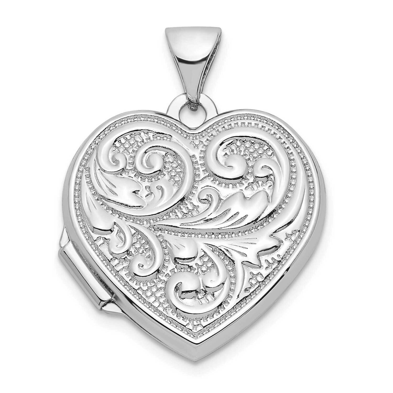 Swirled Love You Always 18mm Heart Locket Sterling Silver Rhodium-plated QLS1044, MPN: QLS1044, 191…