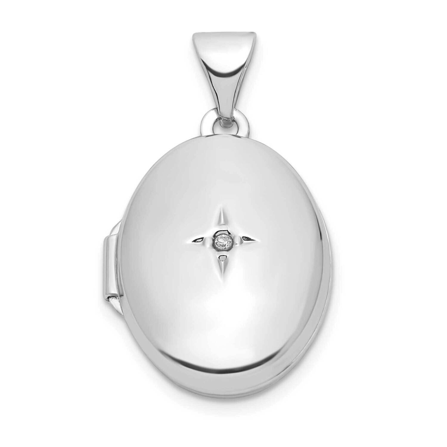 Diamond 17mm Oval Locket Sterling Silver Rhodium-plated QLS1052, MPN: QLS1052,