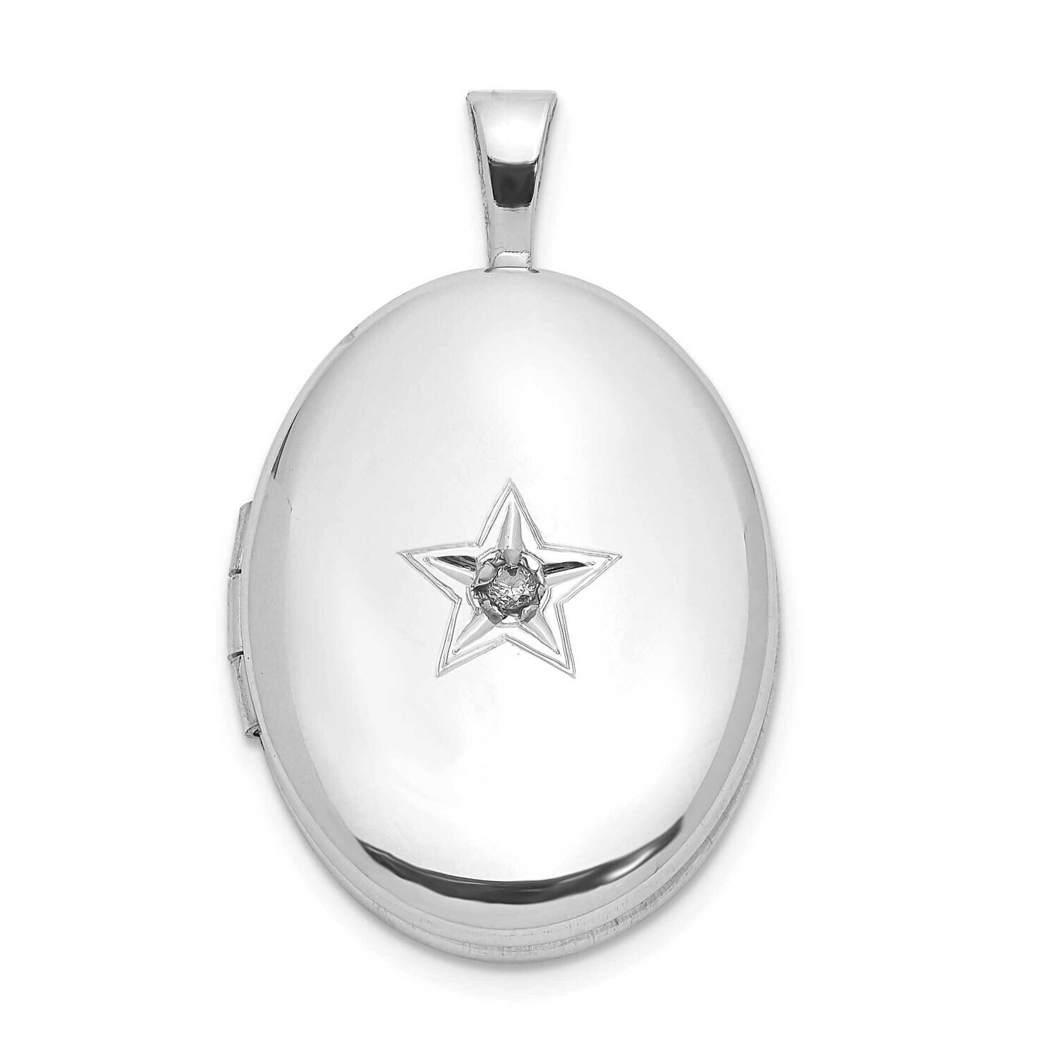 Diamond Star 19X15mm Oval Locket Sterling Silver Rhodium-plated QLS1053