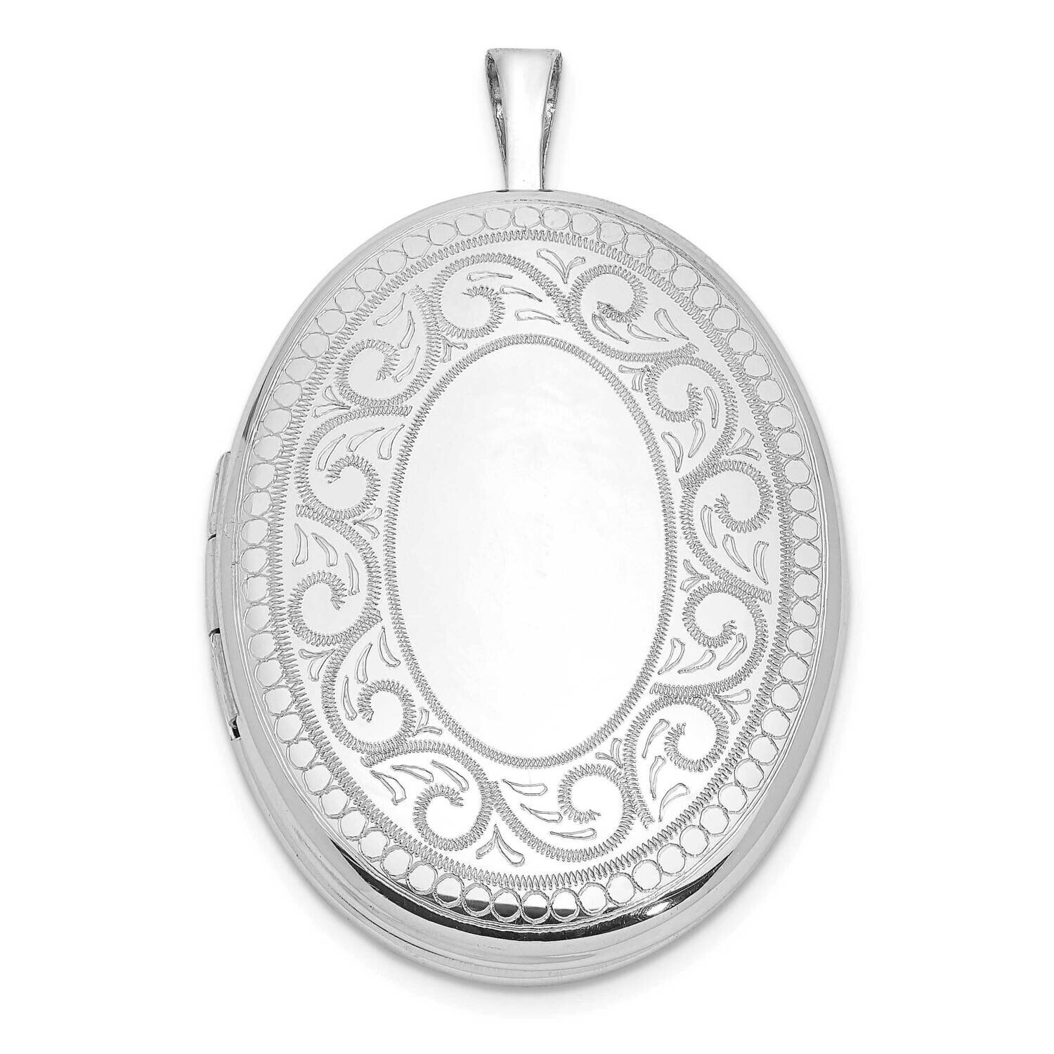 Paisley Border 26X20mm Oval Locket Sterling Silver Rhodium-plated QLS1075, MPN: QLS1075,