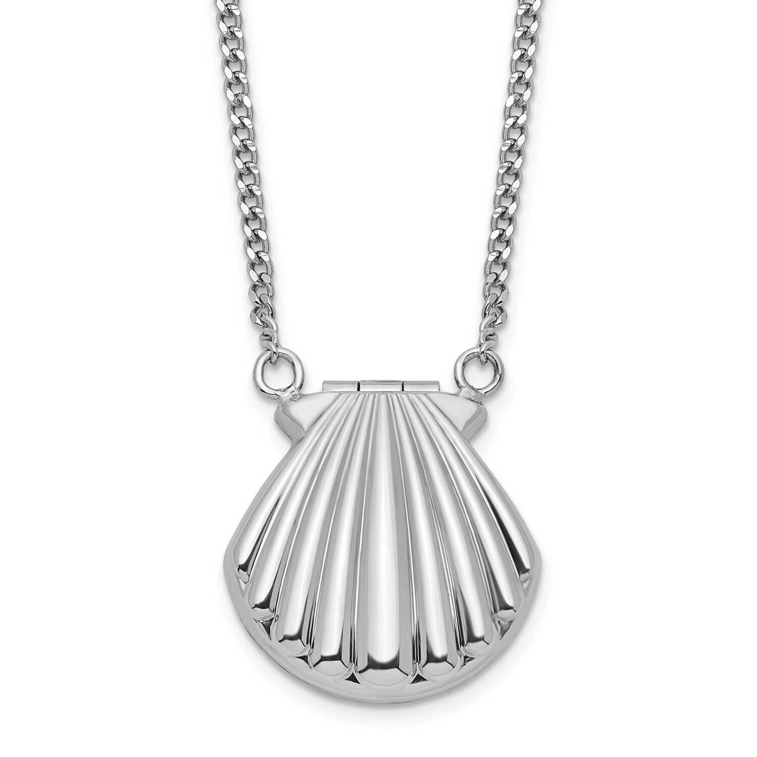 Seashell 15mm Locket Necklace Sterling Silver Rhodium-plated QLS1088