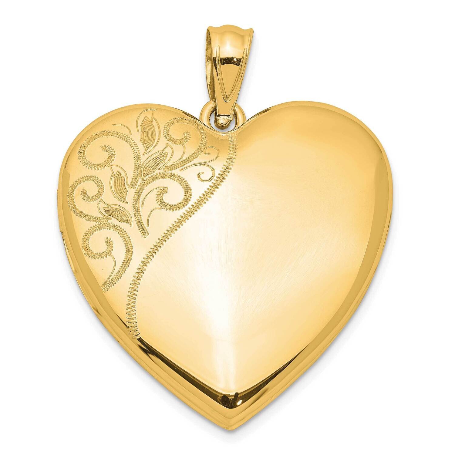 24mm Polished Swirl Heart Locket Sterling Silver Gold-plated QLS1094
