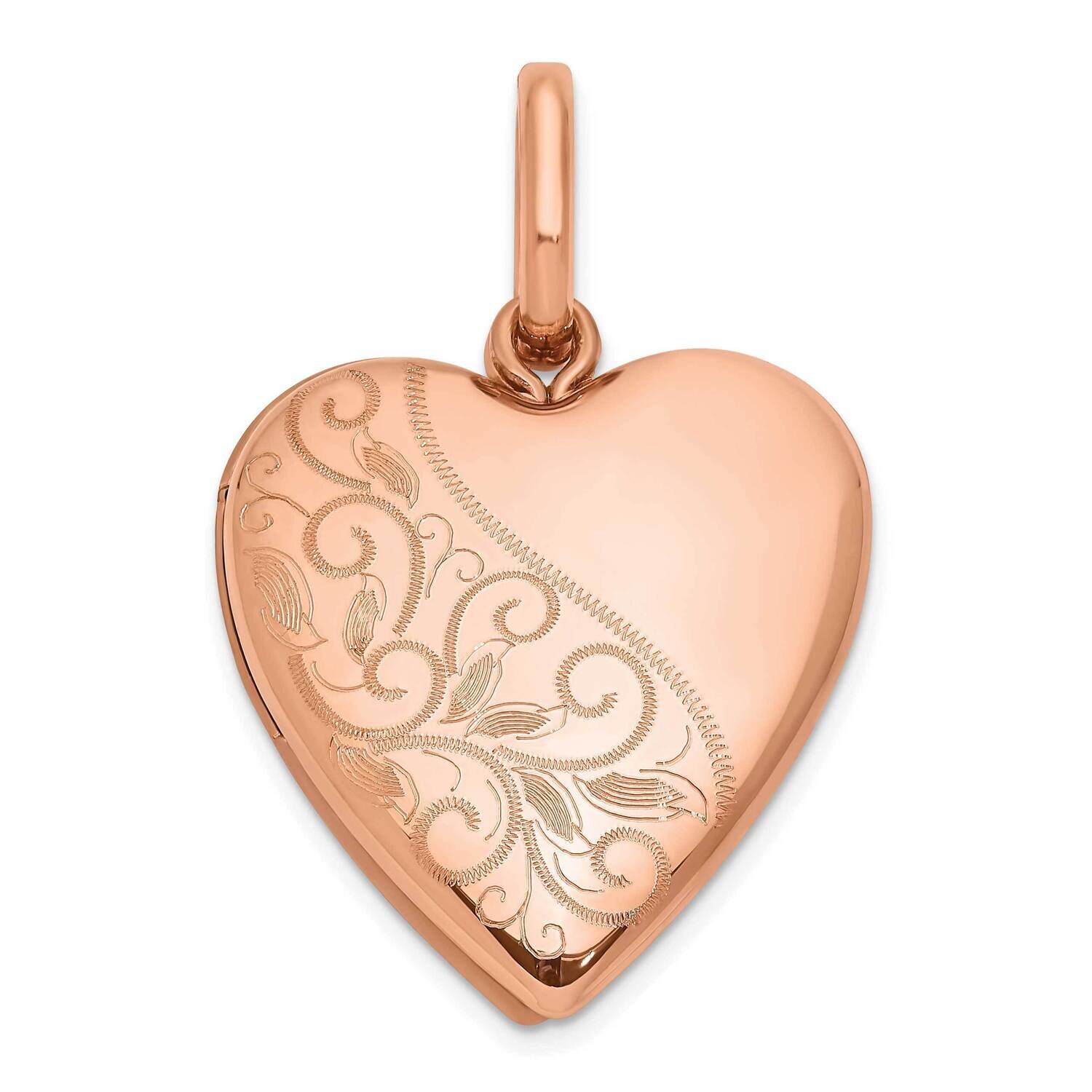 Rose Gold-Plated Scroll 20mm Heart Swing Locket Sterling Silver QLS1106