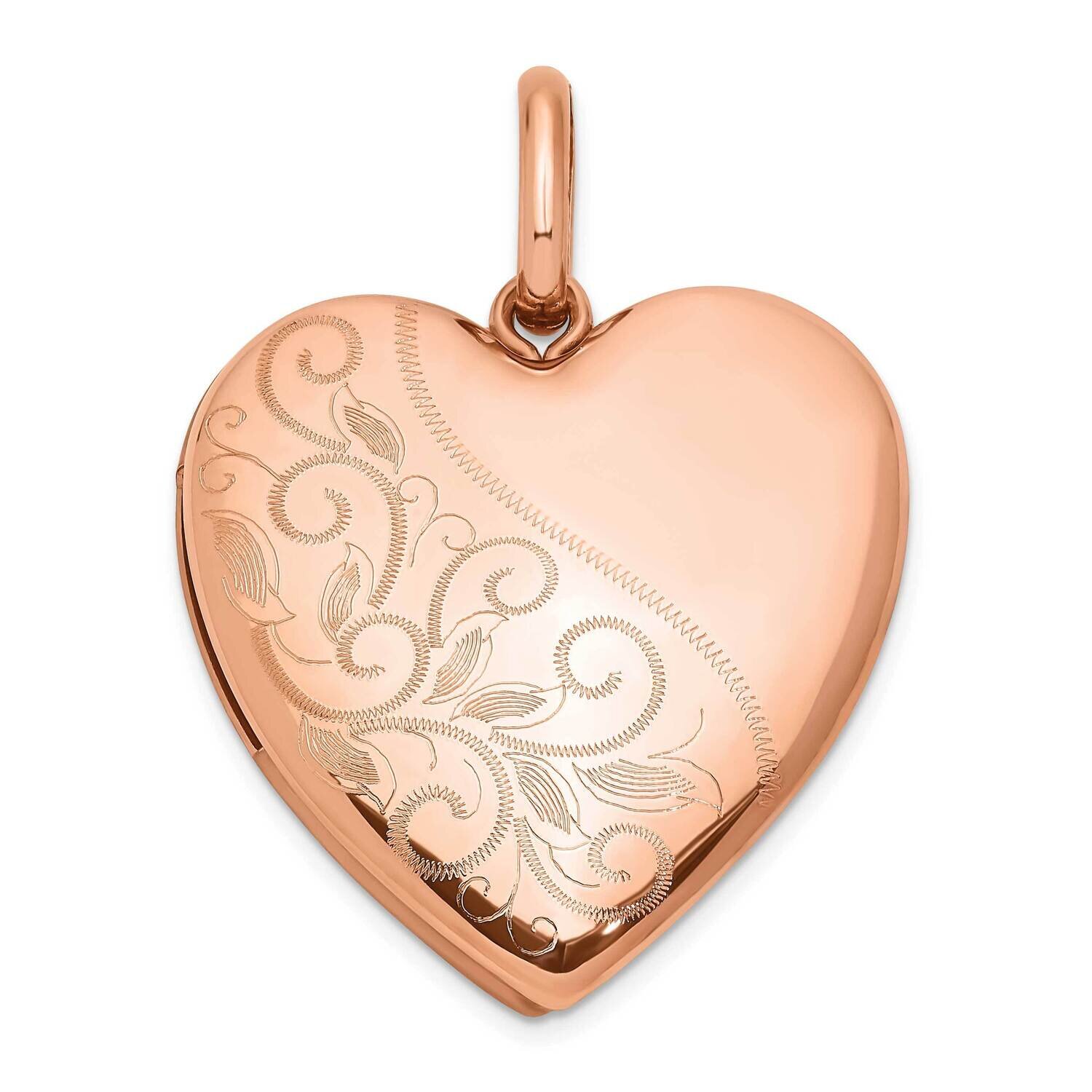 Rose Gold-Plated Scroll 24mm Heart Swing Locket Sterling Silver QLS1107