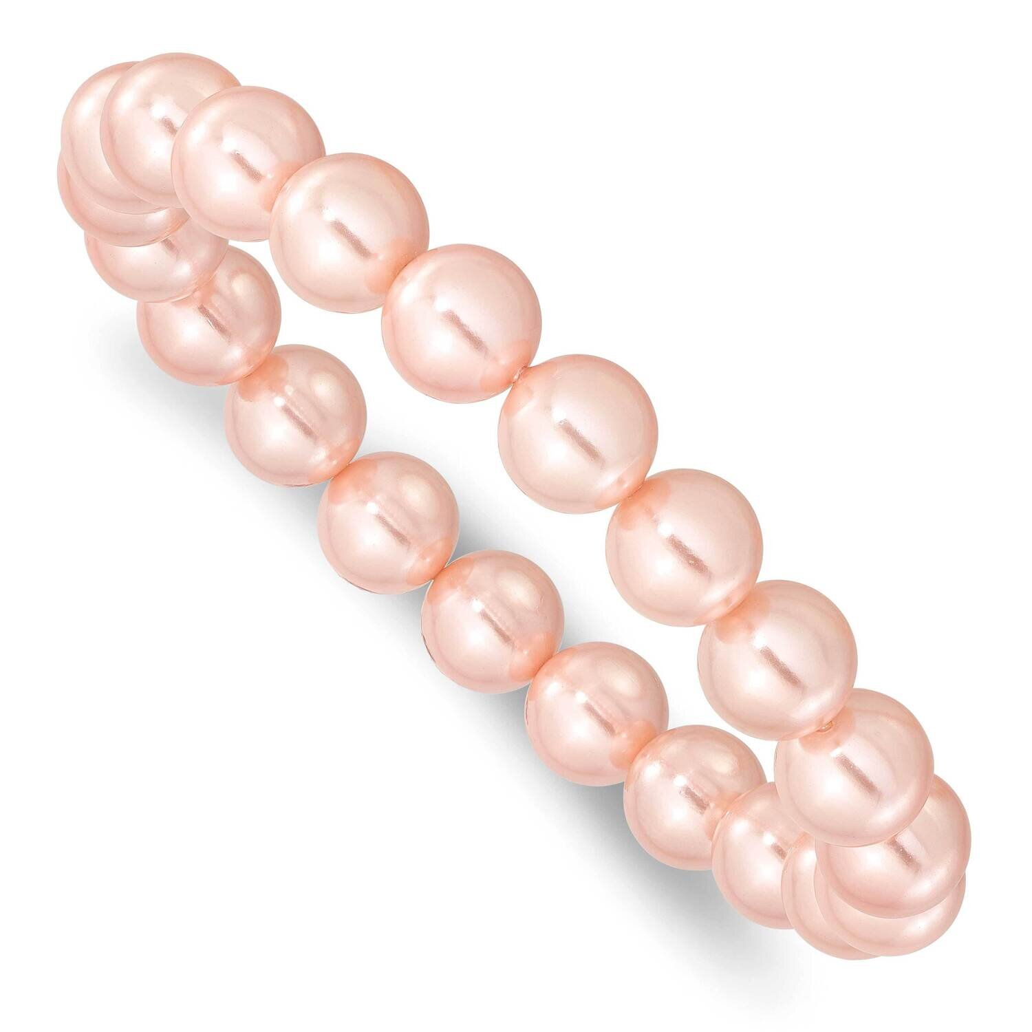 Majestik 10-11mm Pink Imitation Shell Pearl Stretch Bracelet QMJB105P